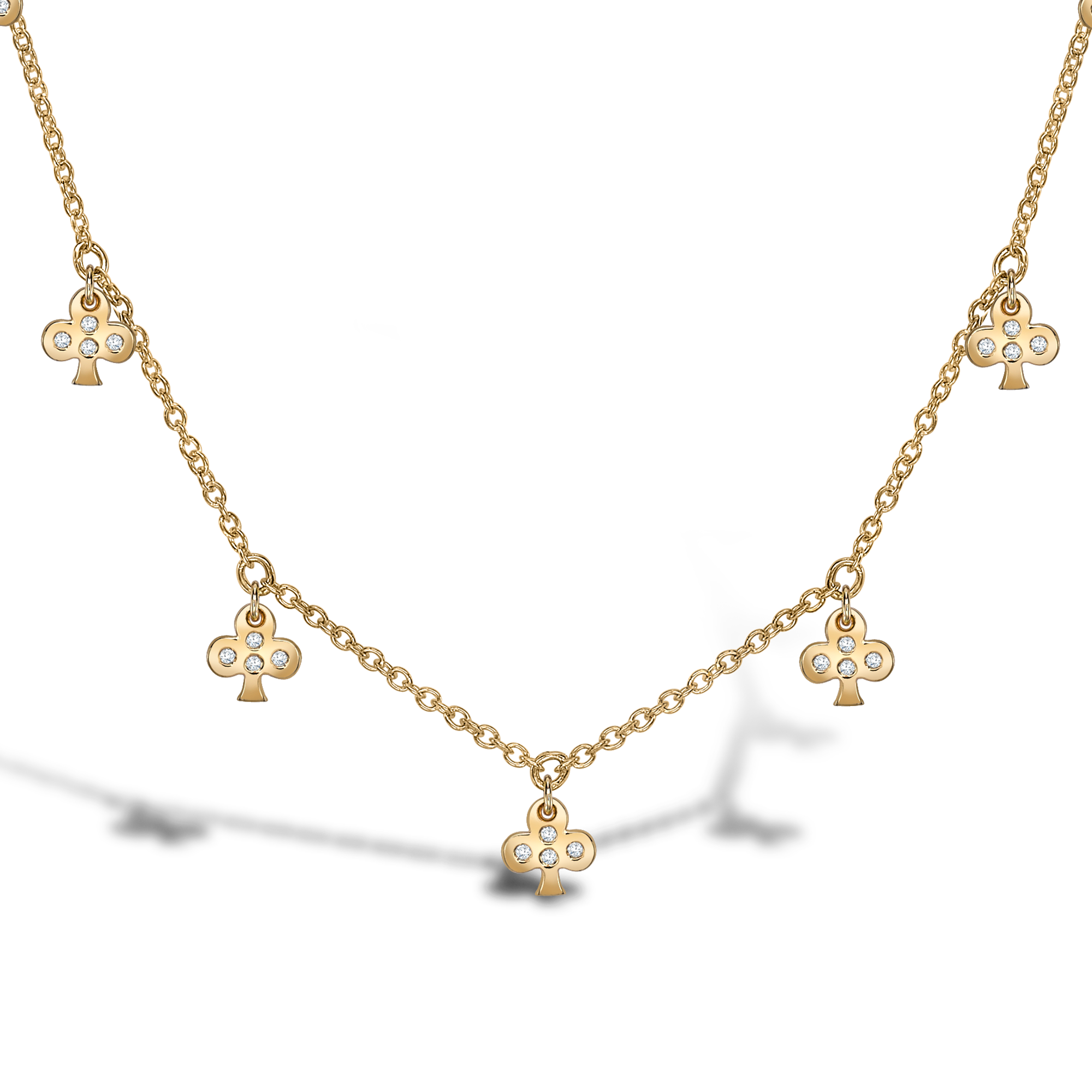 Brilliant Cut 0.17ct Diamond LadyLuck Club Necklace Brilliant Cut, Rubover Set_2