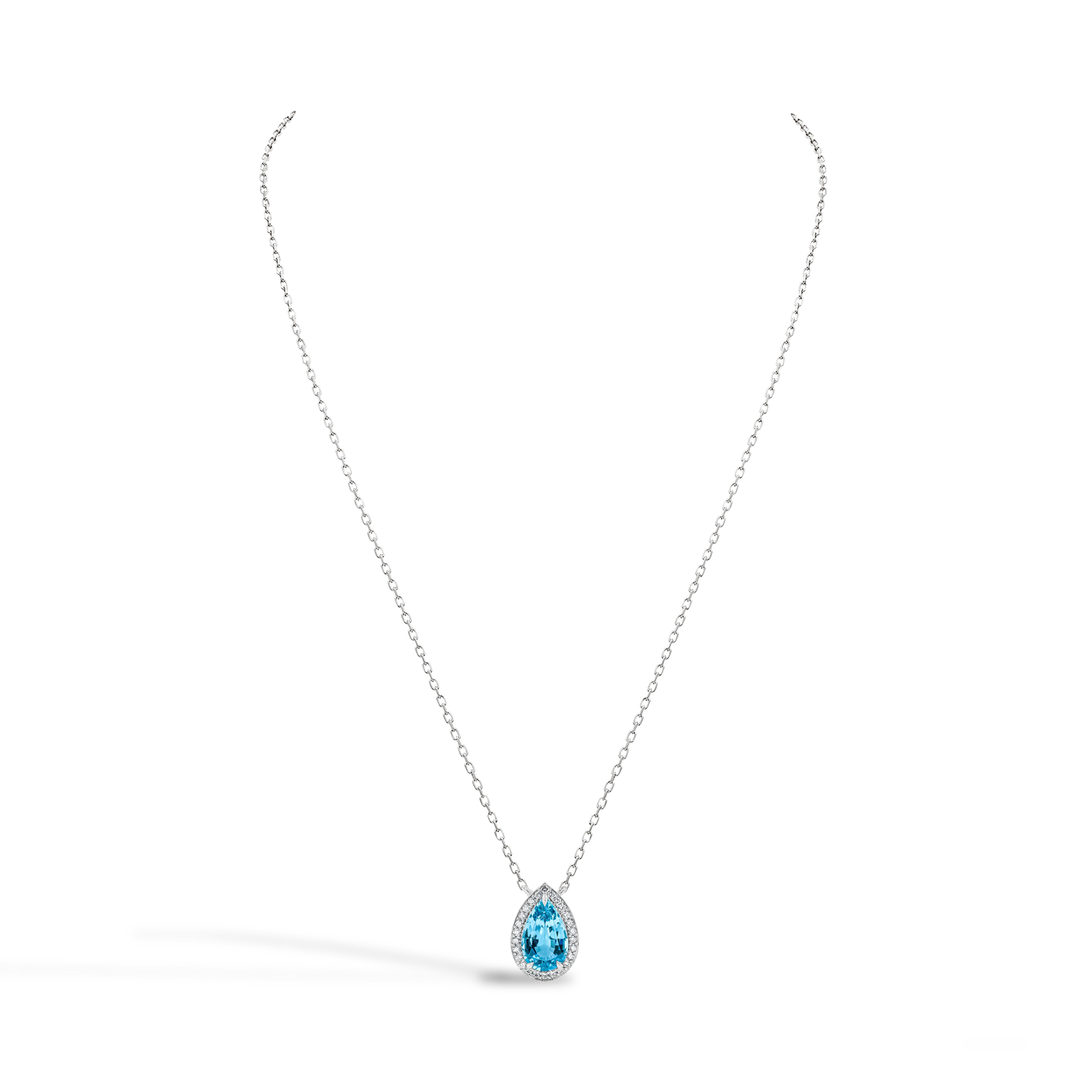 Pear Shaped 3.03ct Lukusuzi Aquamarine and Diamond Pendant Pear Shaped, Claw Set_2