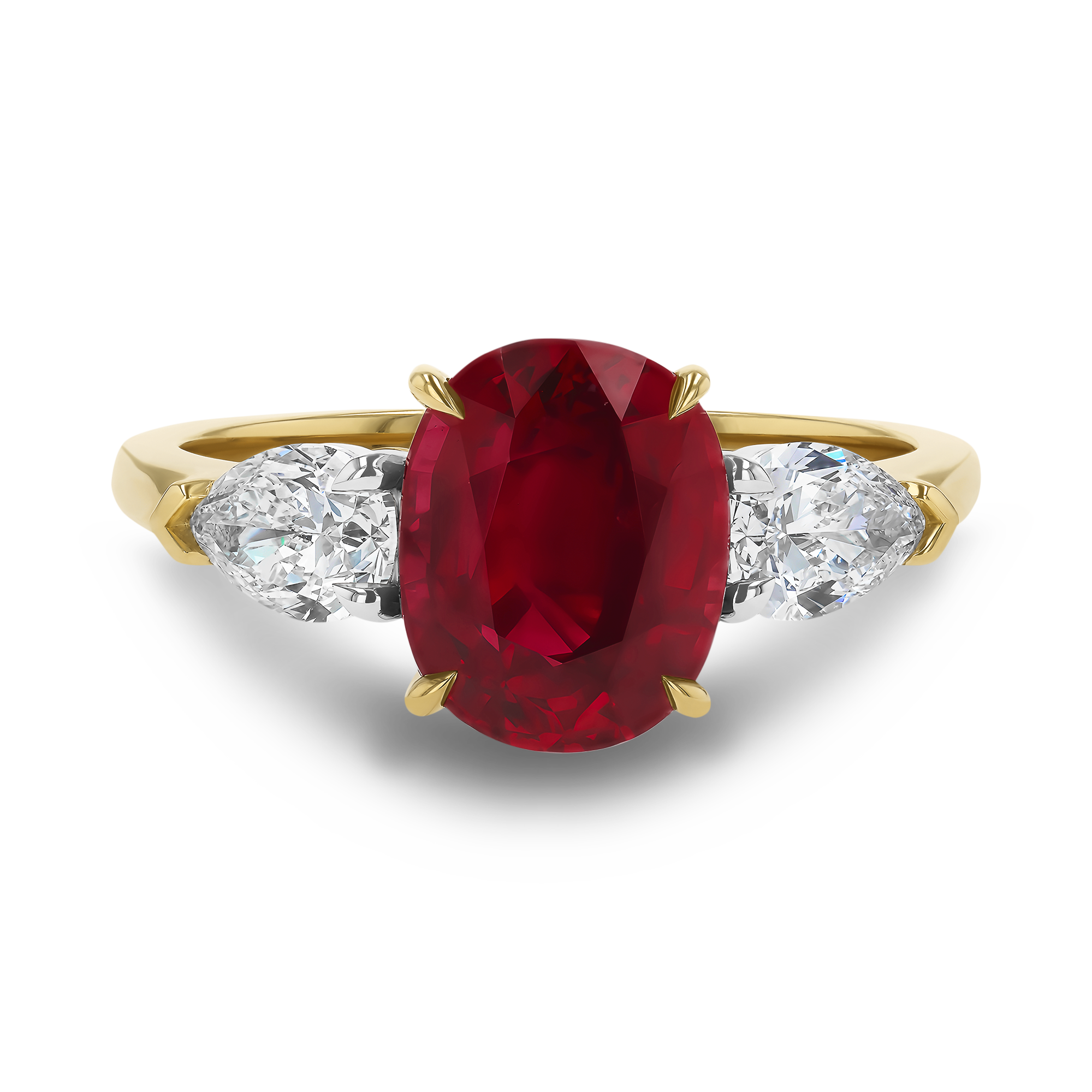 Oval Cut 3.02ct Madagascan Ruby and Diamond Ring Oval & Pear Cut, Claw Set_2