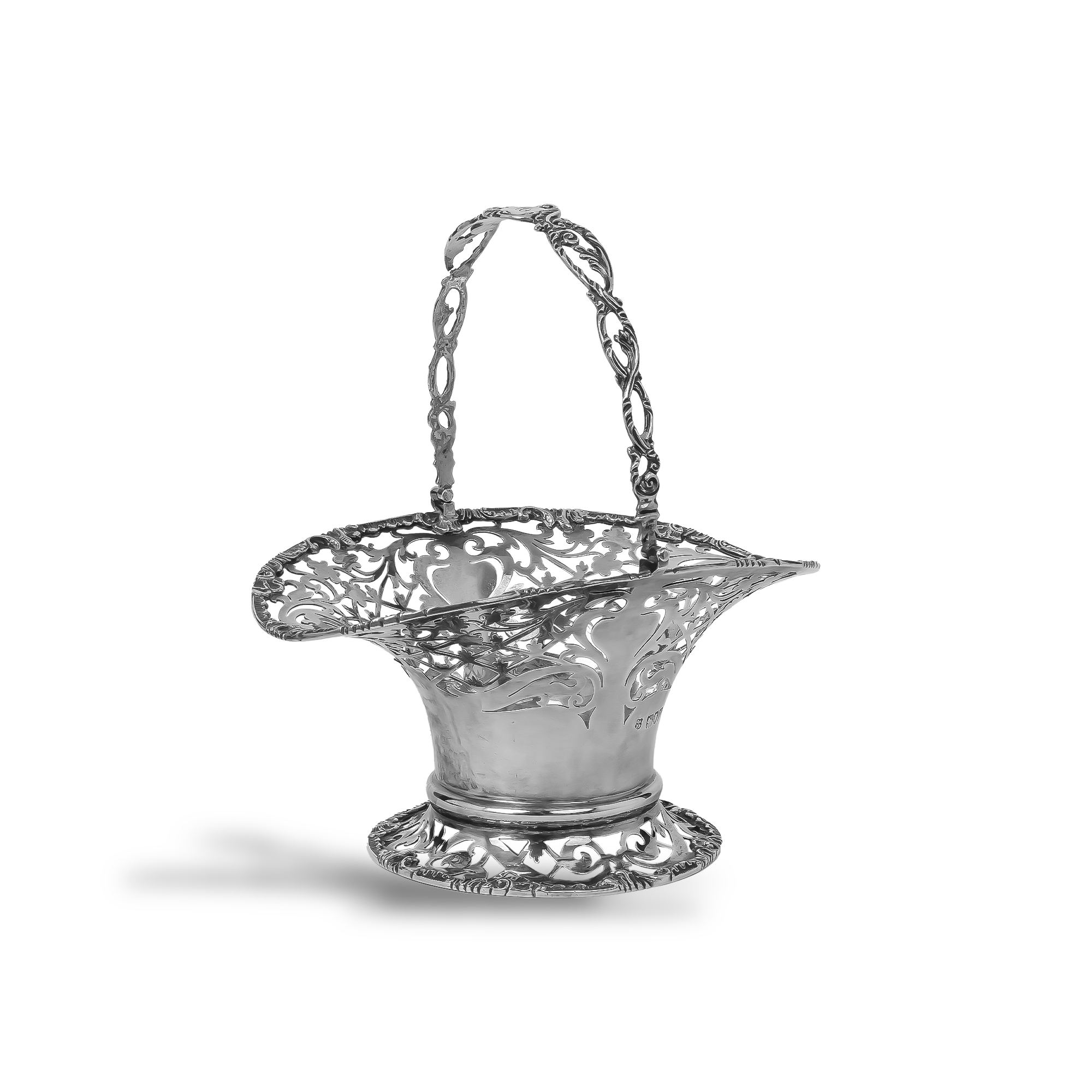 Edwardian Silver Pierced Bonbon Basket Hallmarked London_2