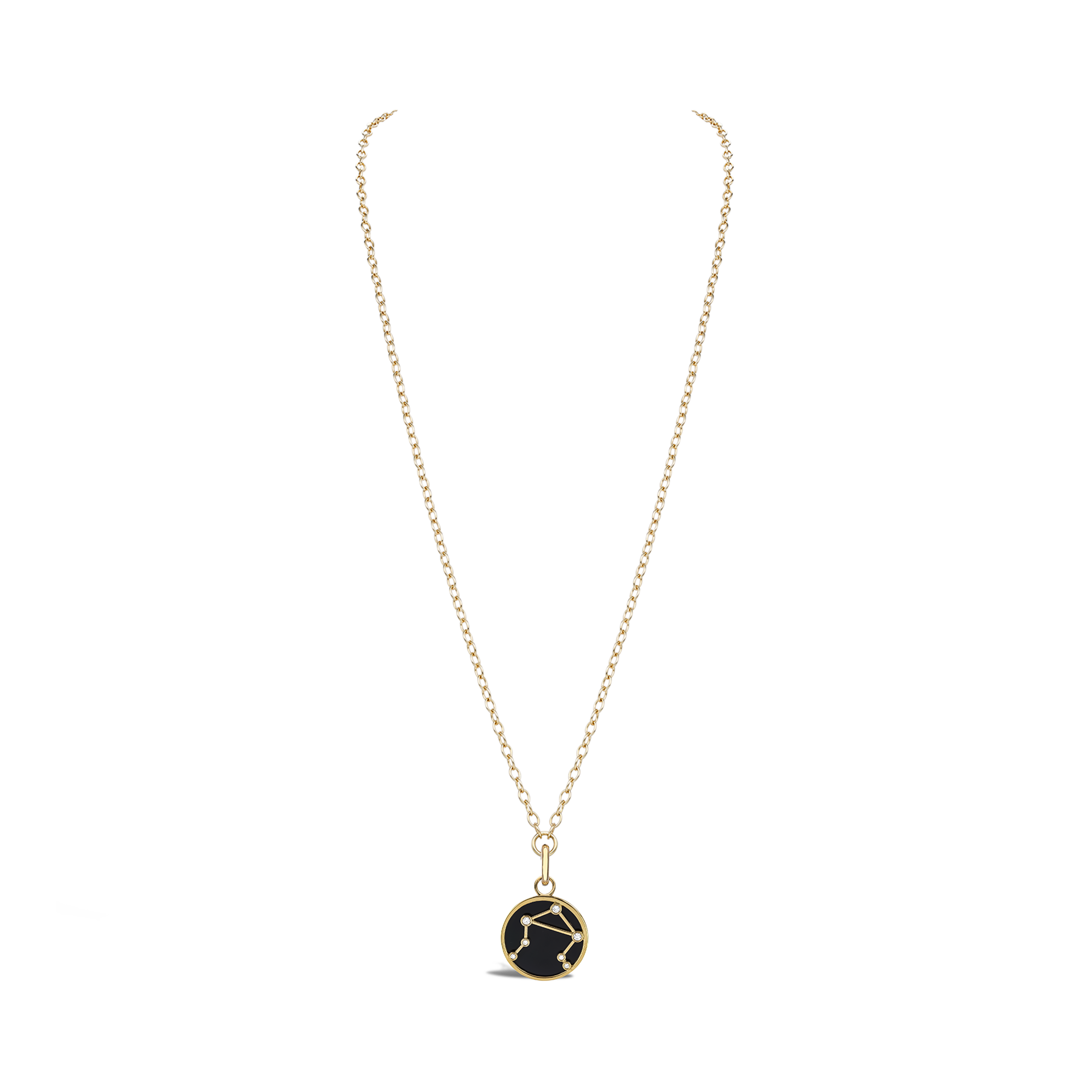 Constellation Diamond and Black Onyx Libra Pendant Charm Brilliant Cut, Rubover Set_3
