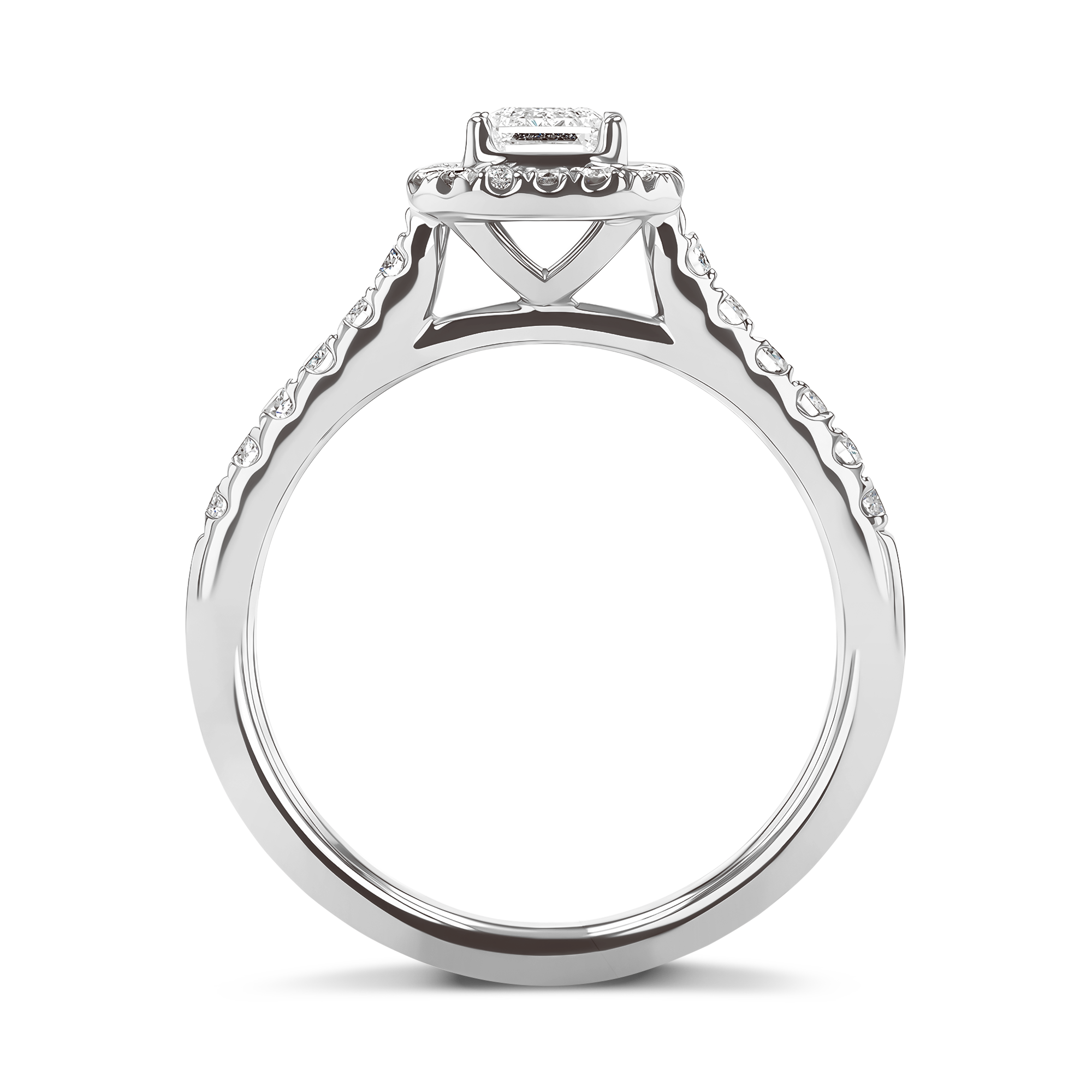 Celestial 0.30ct Emerald Cut Diamond Cluster Ring Emerald Cut, Claw Set_3