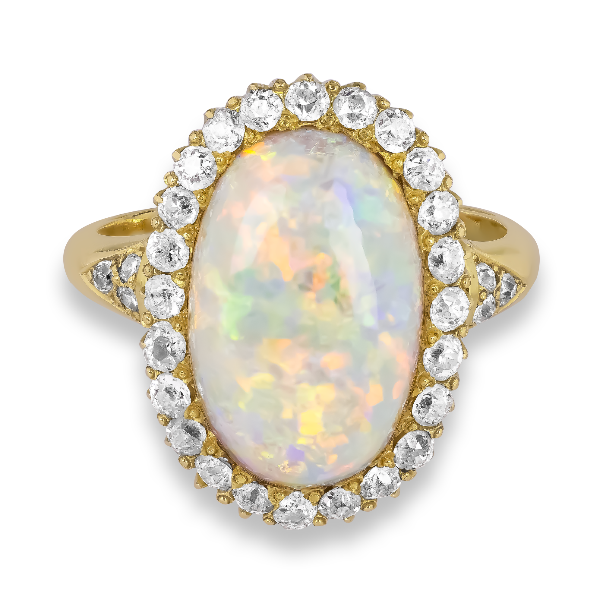 Cabochon Cut Emerald and Diamond Ring Cabochon Cut, Claw Set_2