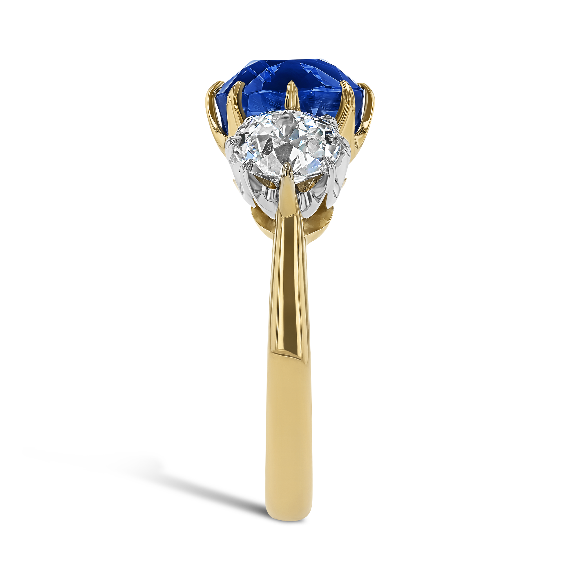 Cushion Cut 4.64ct Sapphire and Diamond Ring Antique Cushion Cut, Claw Set_4