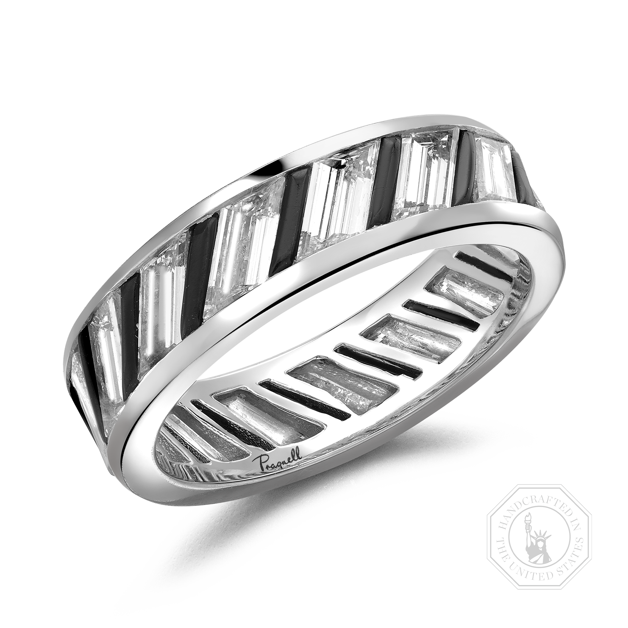 Diamond & Jade Ring Baguette Cut, Full Band_1