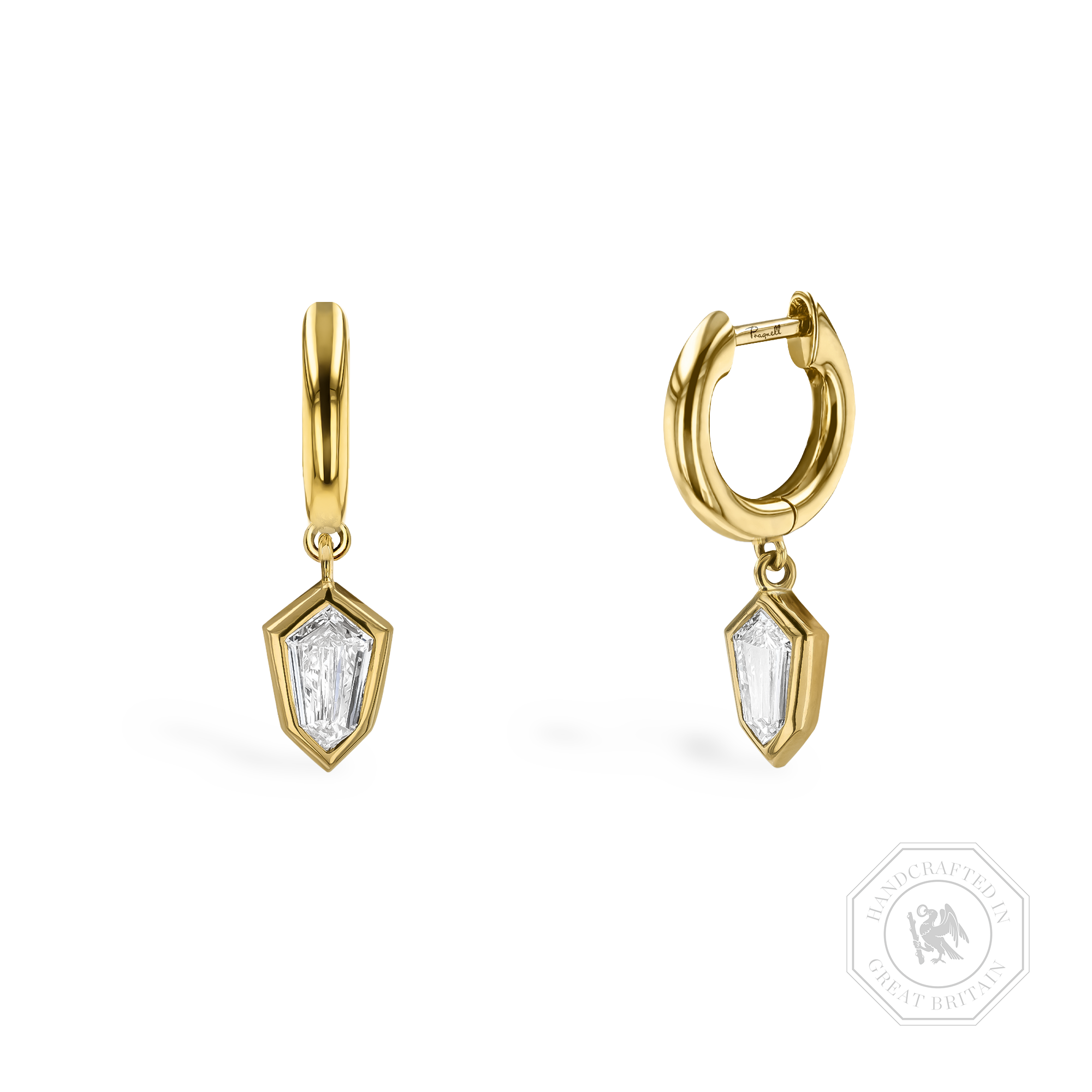 Kite Cut 0.59ct Diamond Drop Earrings Kite Cut, Rubover Set_1