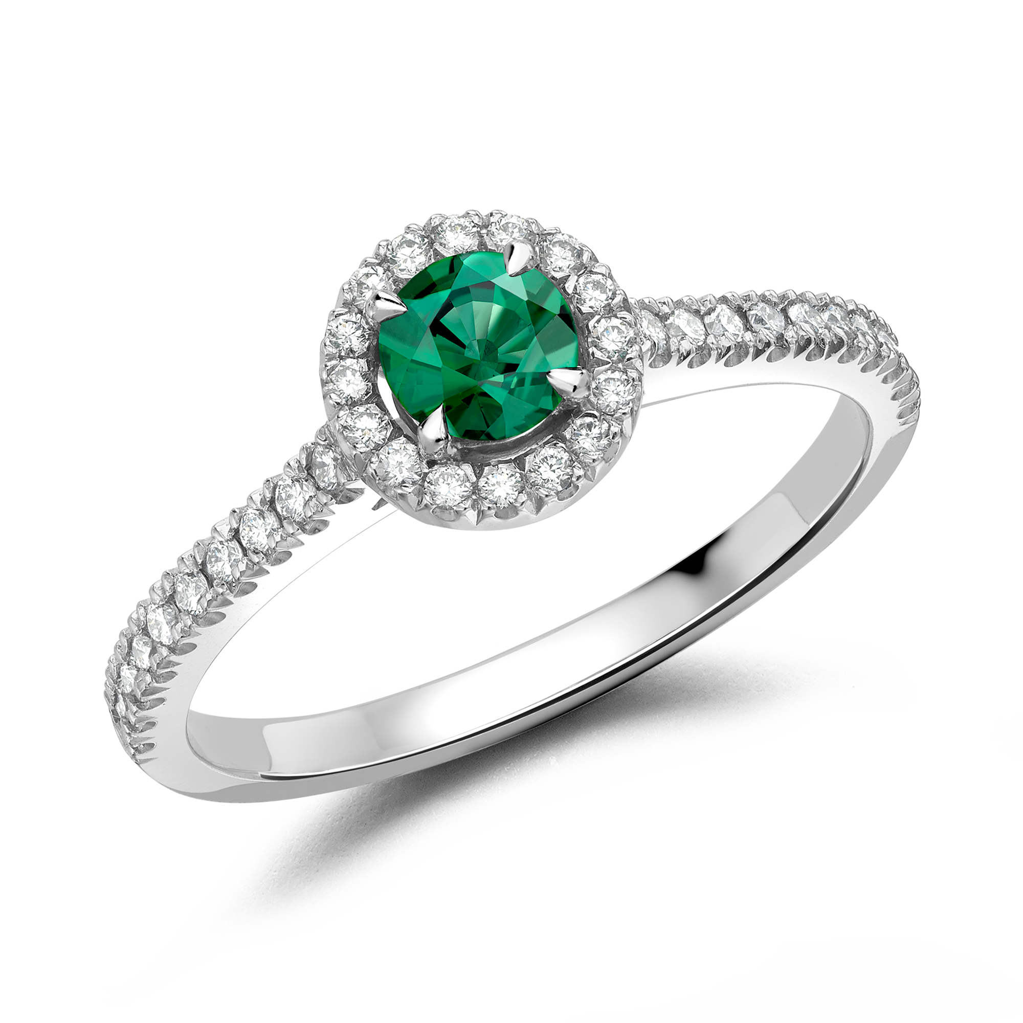 Celestial 0.30ct Emerald and Diamond Cluster Ring Brilliant cut, Claw set_1