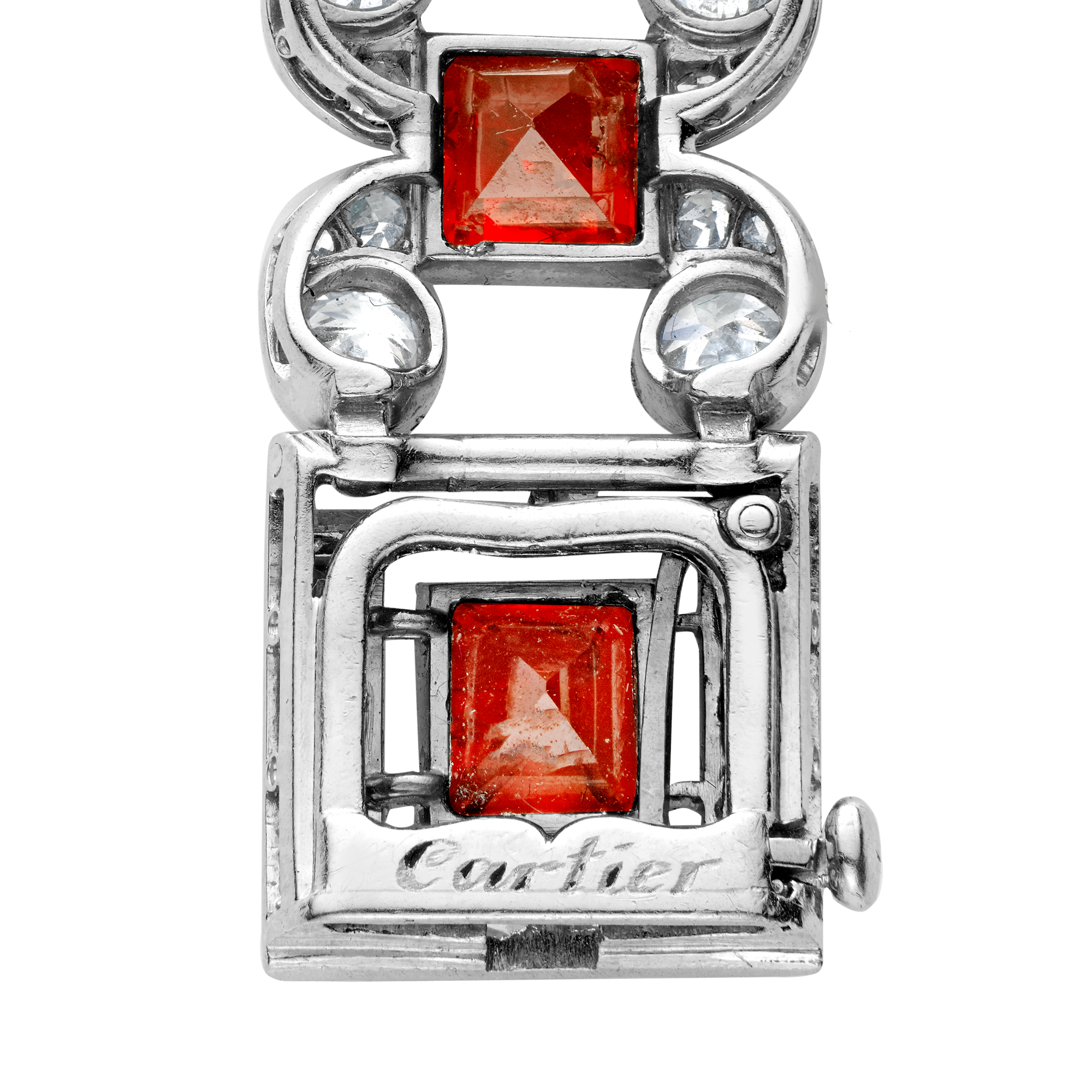 Art Deco Cartier Burmese Ruby & Diamond Bracelet Square Cut_3