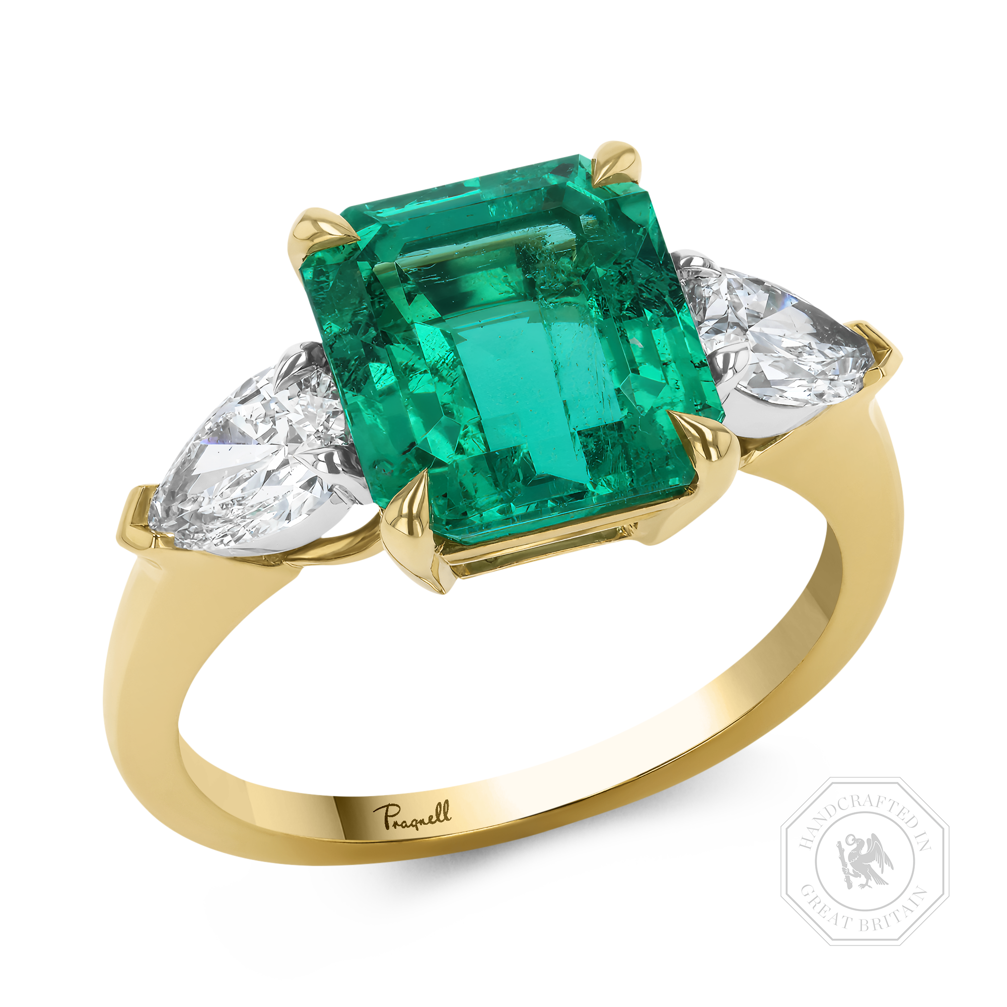 Masterpiece Octagonal Cut 3.718ct Muzo Emerald and Diamond Ring Octagonal & Pear Cut, Claw Set_1