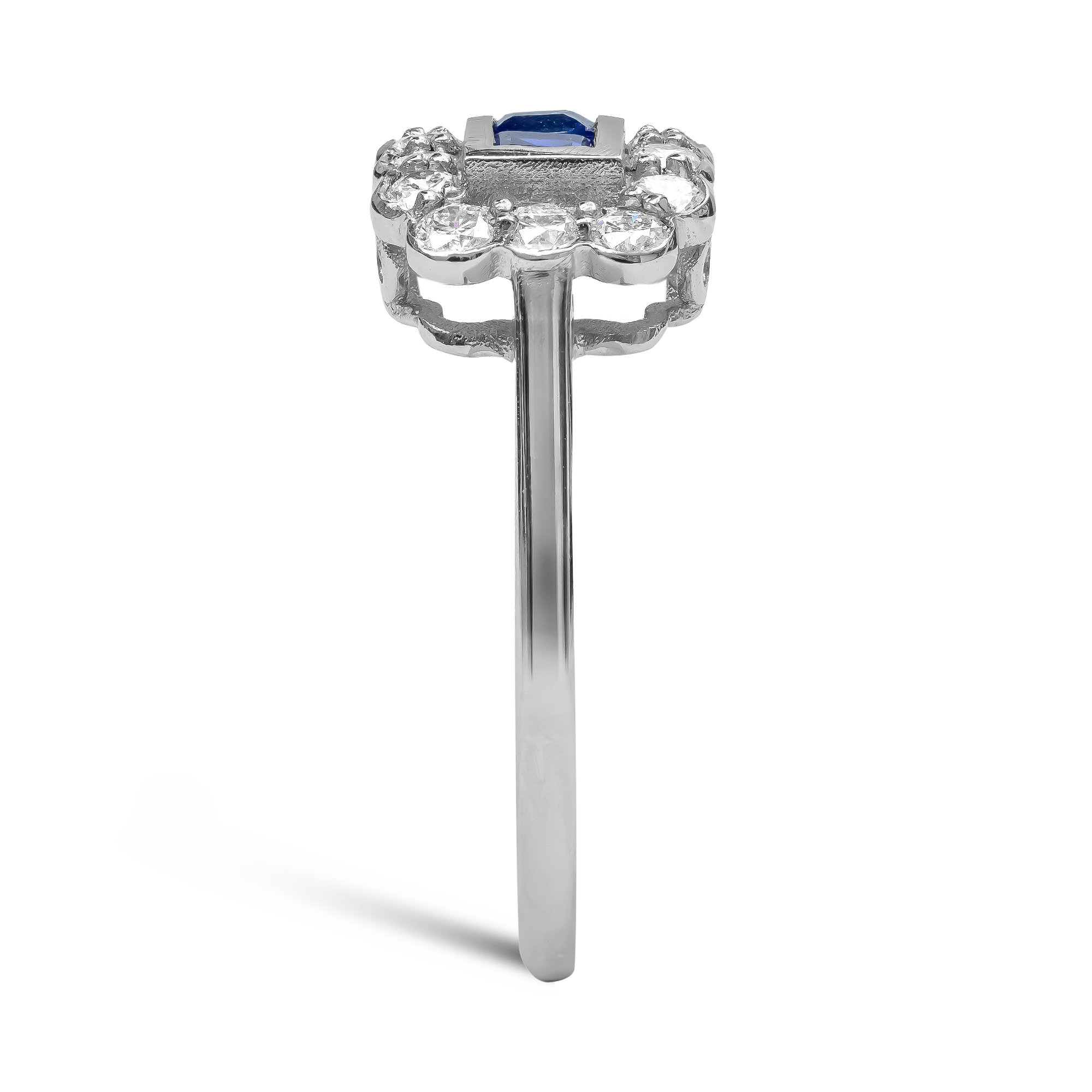 Square Step Cut Sapphire and Diamond Ring Square Step Cut, Channel Set_4