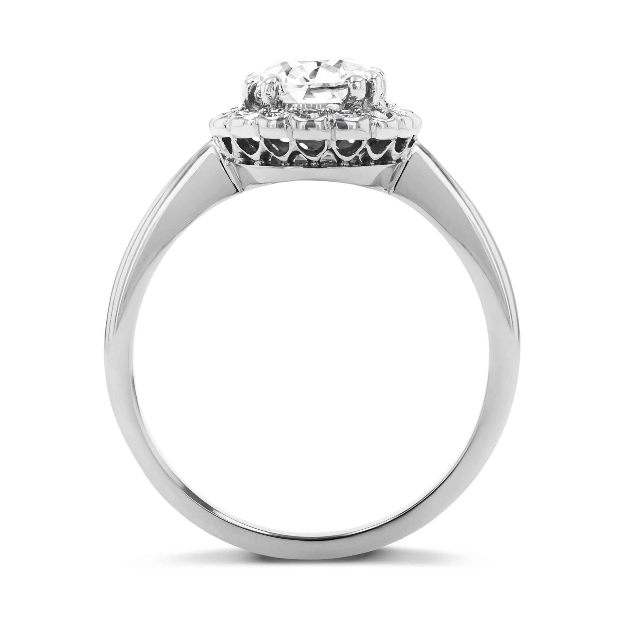 Cushion Cut 1.20ct Diamond Cluster Ring Cushion Antique Cut, Claw Set_3