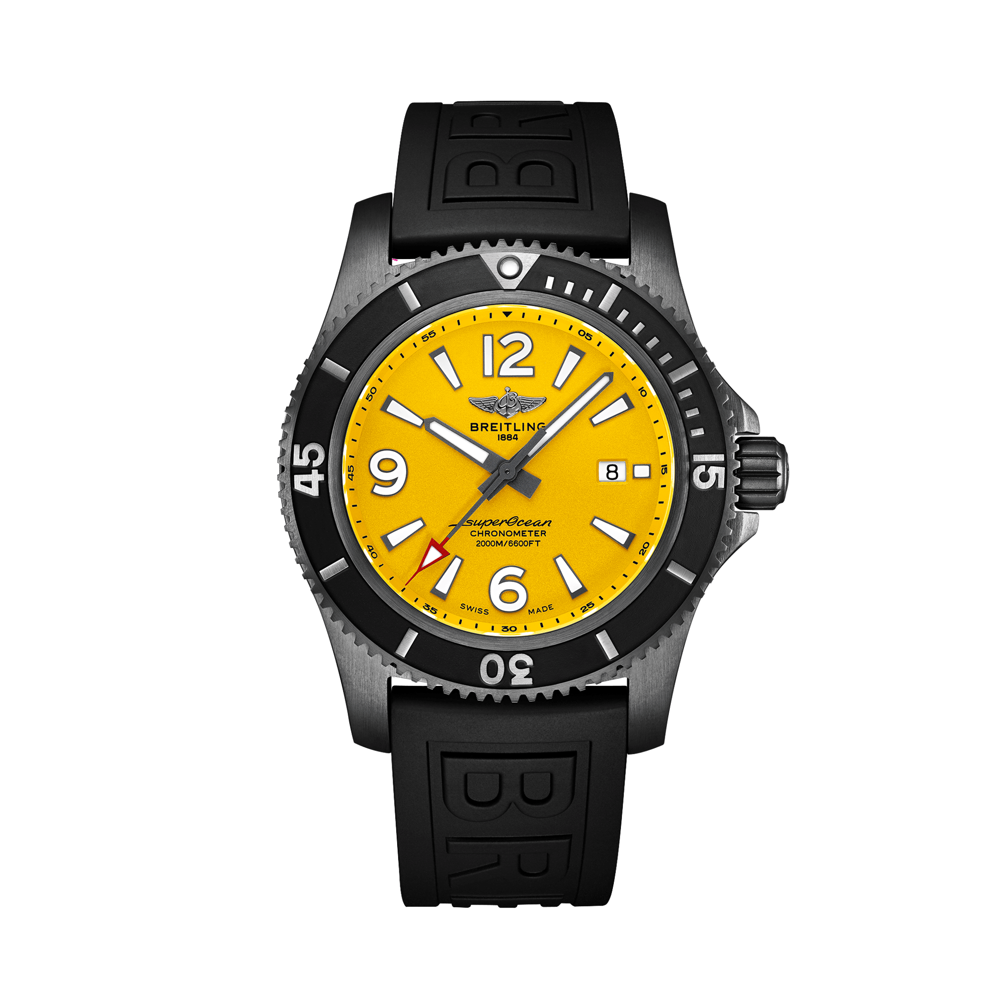Breitling Superocean Automatic 46 Black Steel 46mm, Yellow Dial, Arabic/Baton Numerals_1