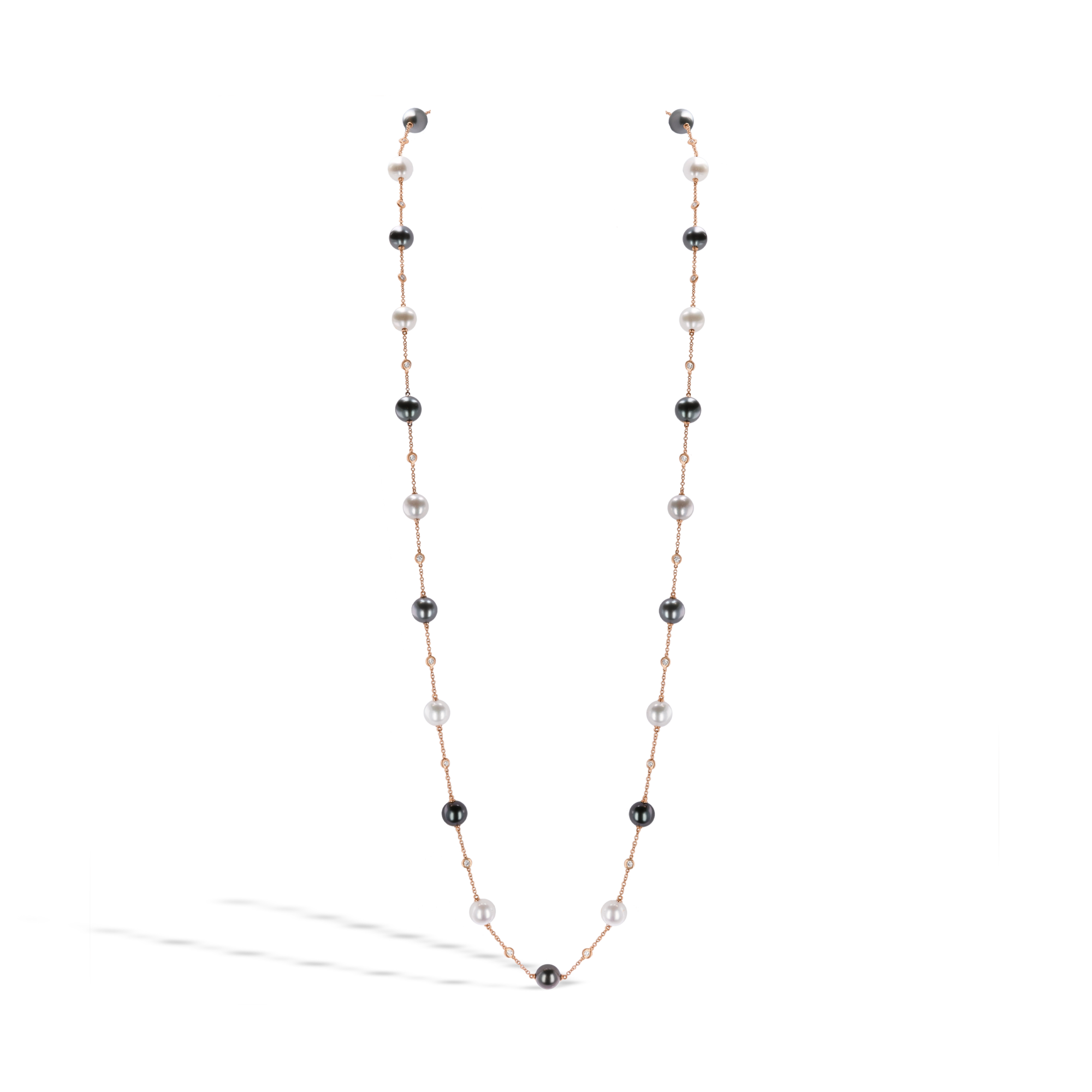 Akoya and Tahitian Pearl Necklace with Diamonds 8.5mm - 9mm_1