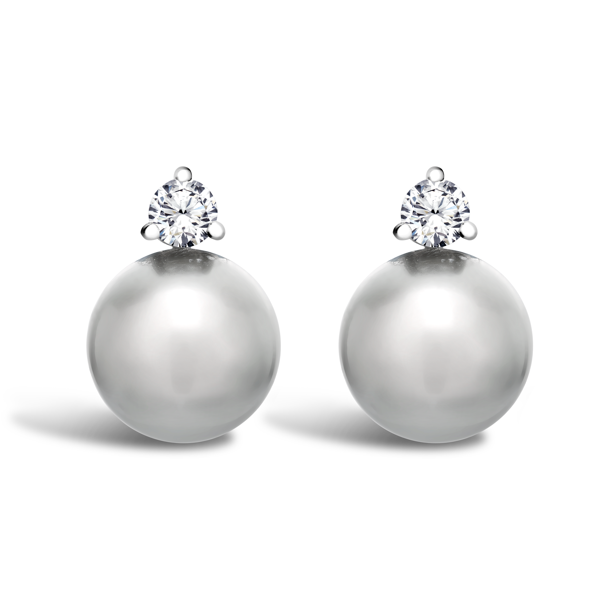 Tahitian Pearl and Diamond Earrings 10mm - 11mm_1