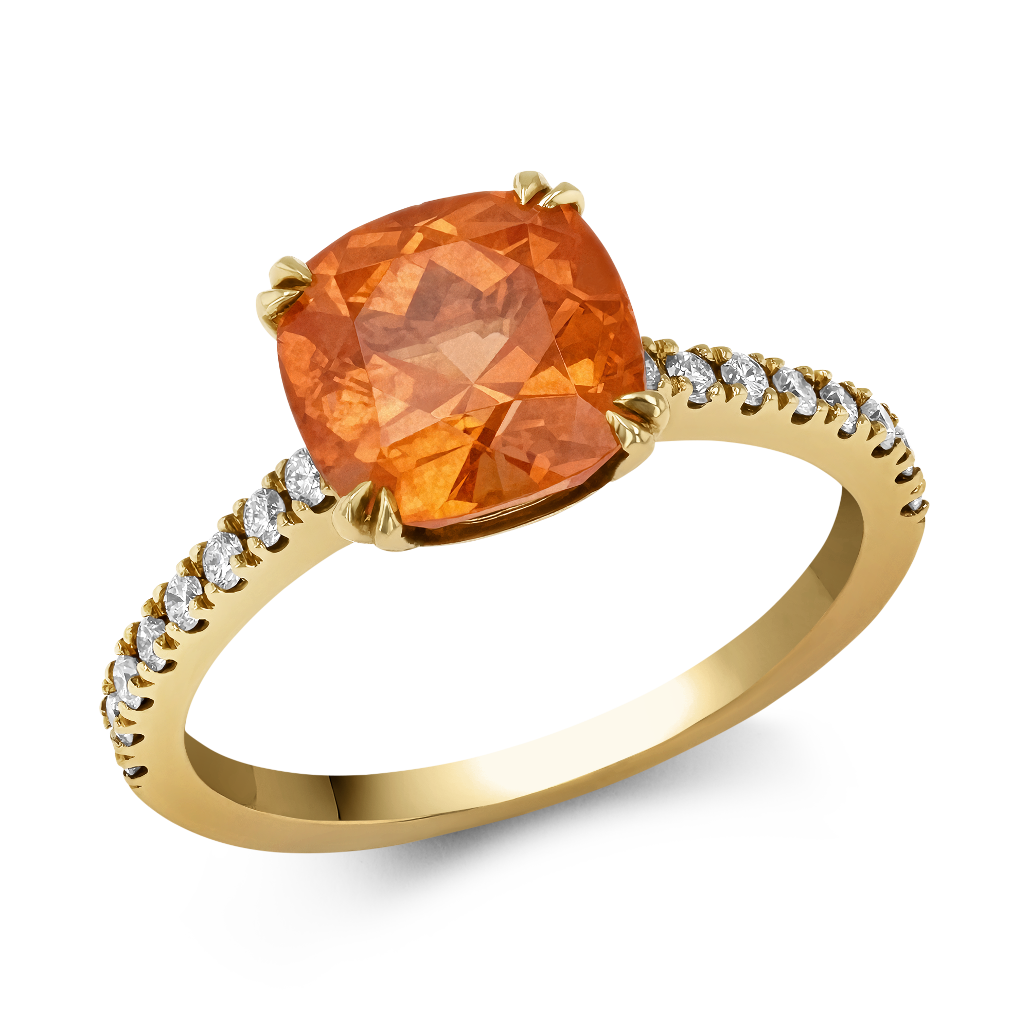 Mandarin Garnet Cocktail Ring Cushion Modern Cut, Four Claw Set_1