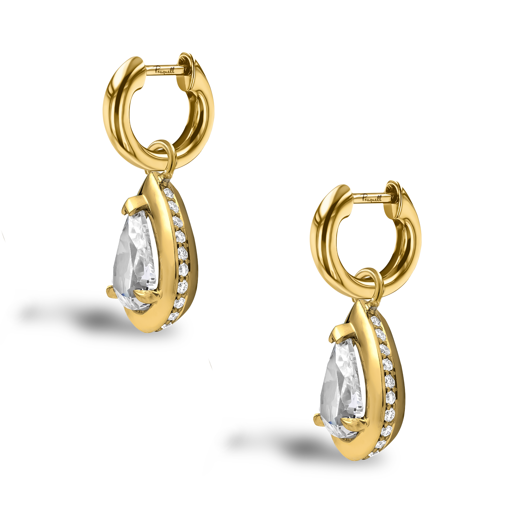 Skimming Stone Pear Shaped 1.64ct Diamond Drop Earrings Pear Shape, Claw Set_3