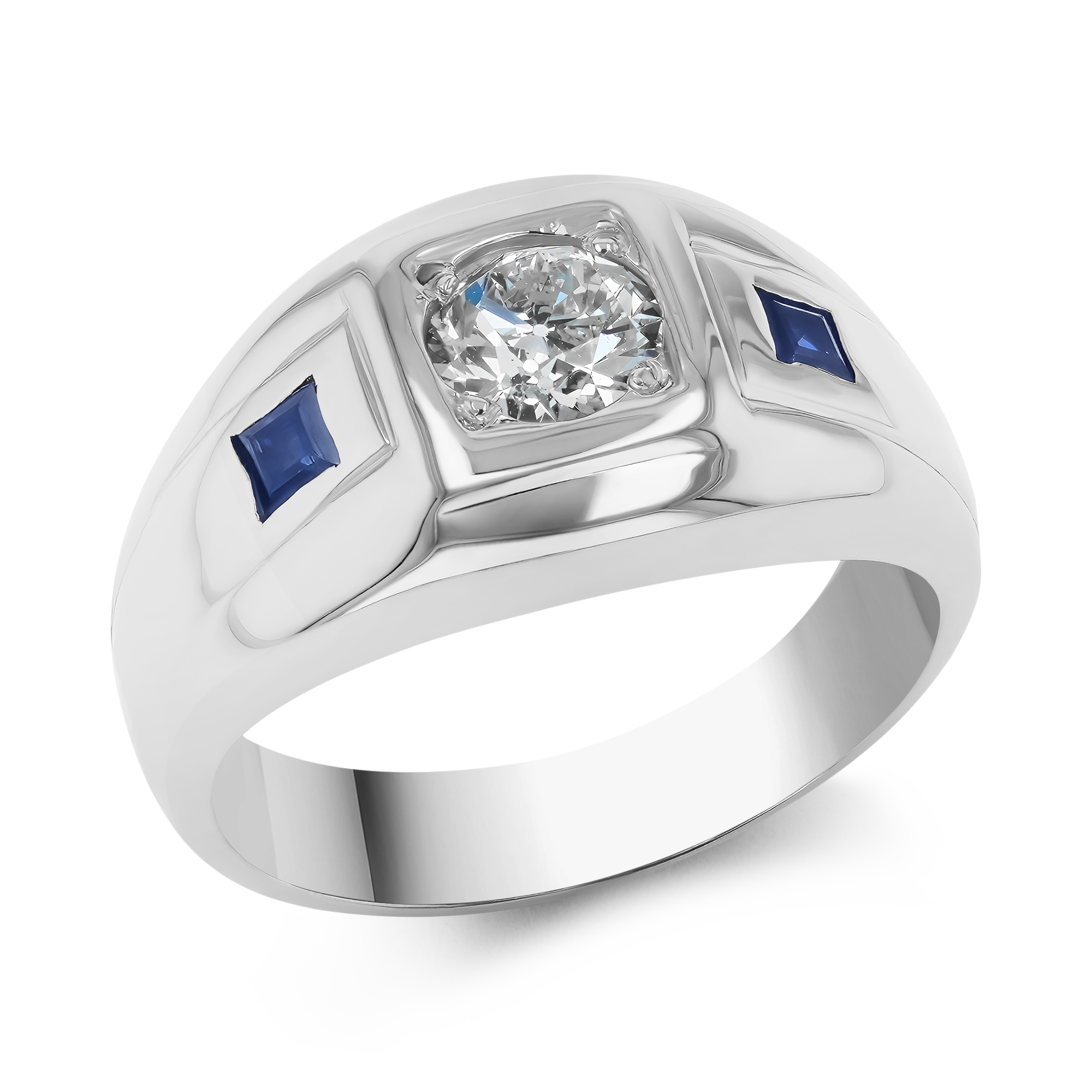 Art Deco Old European Cut Diamond and Sapphire Ring Old European Cut, Claw Set_1
