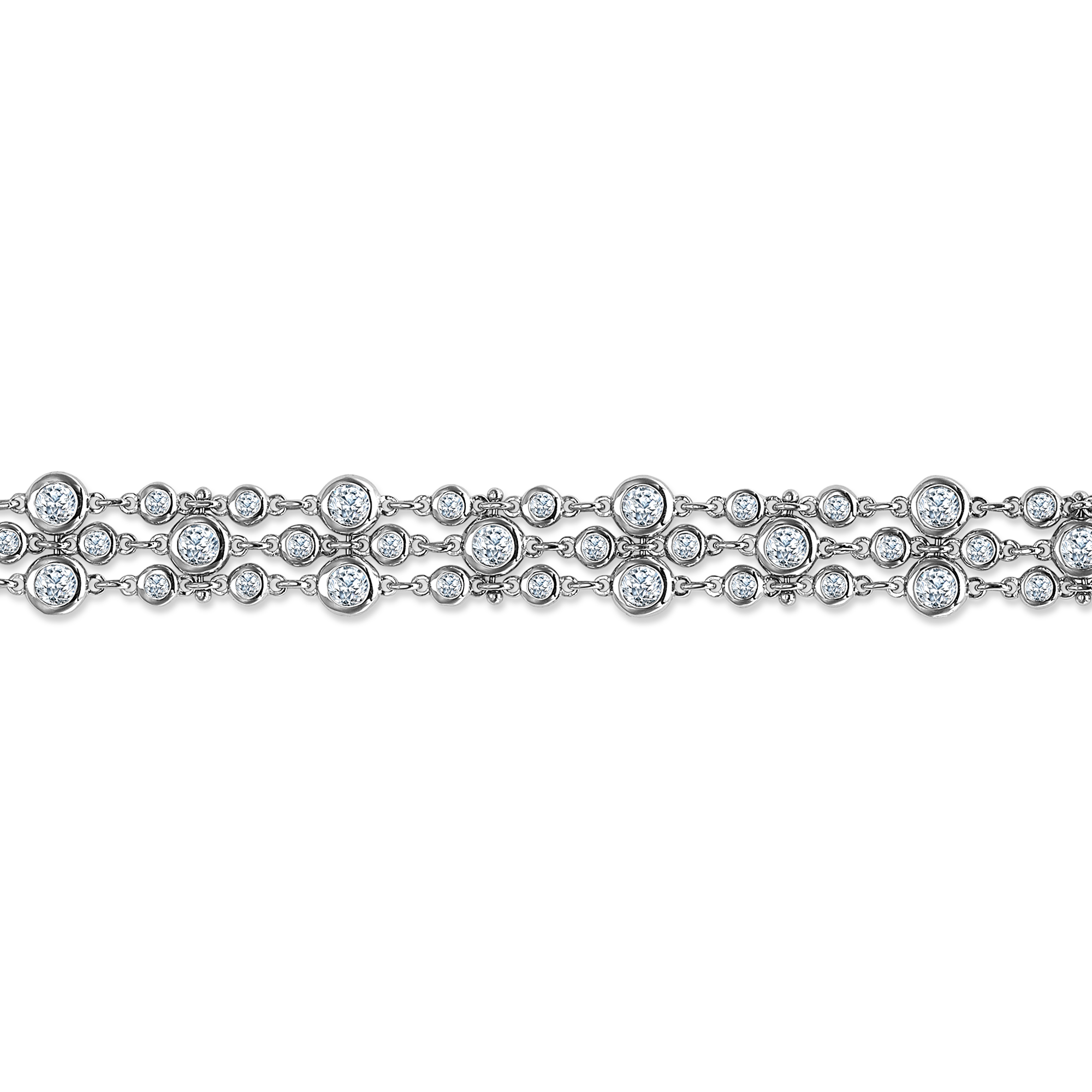 Bubbles Diamond Three-Row Bracelet Brilliant Cut, Rubover Set_2