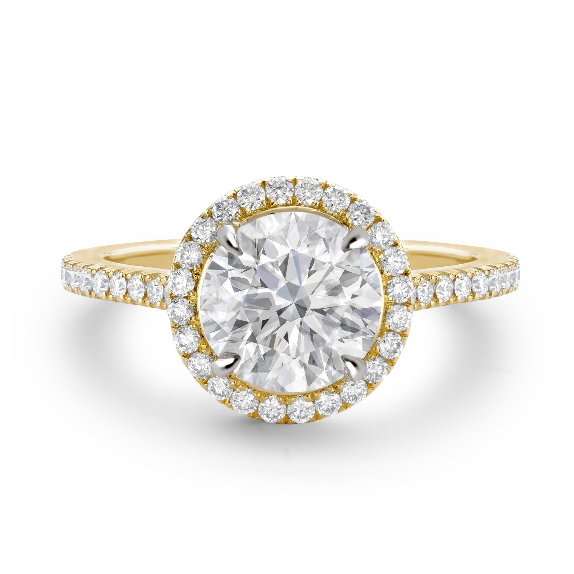 Diamond Cluster ring with Diamond set Halo surround and Shoulders Brilliant Cut, Four Claw Set_2