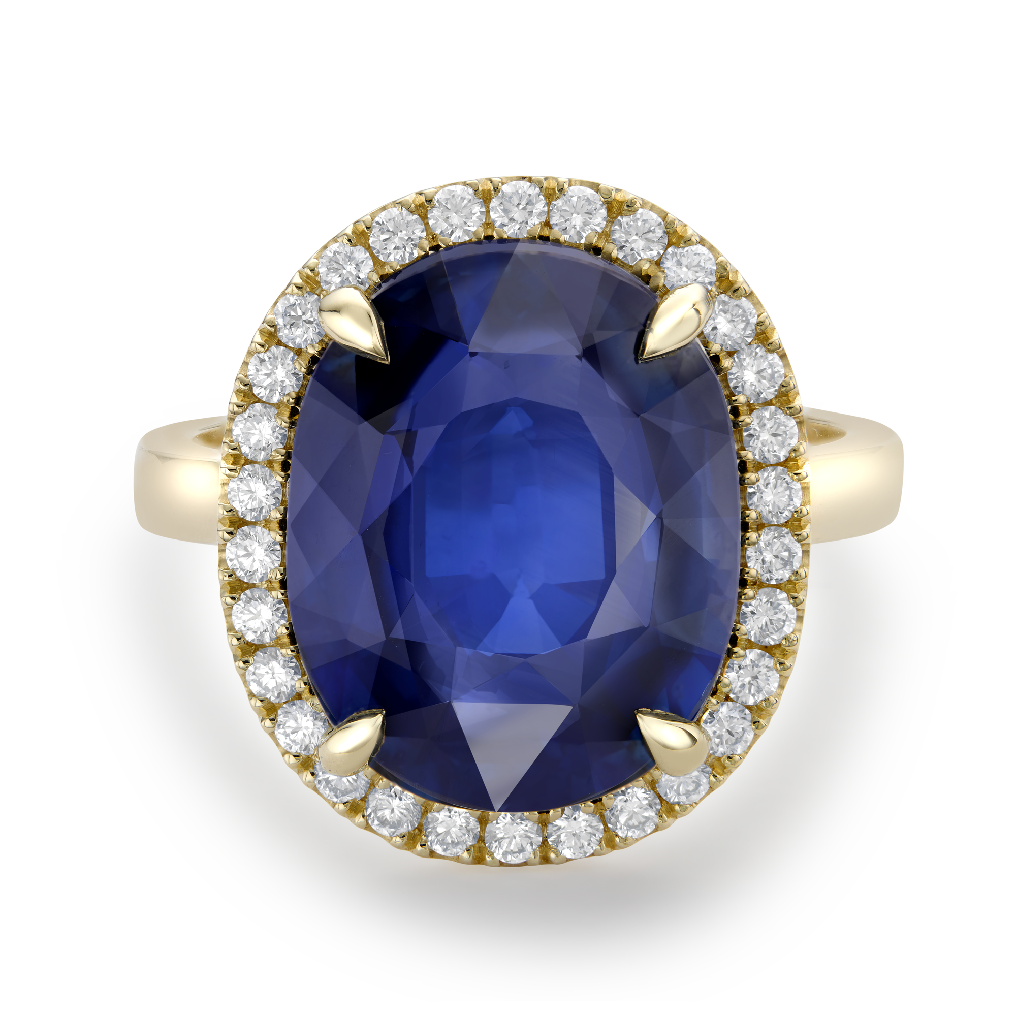 Sapphire and Diamond Cluster Ring Oval Cut, Four Claw Set_2