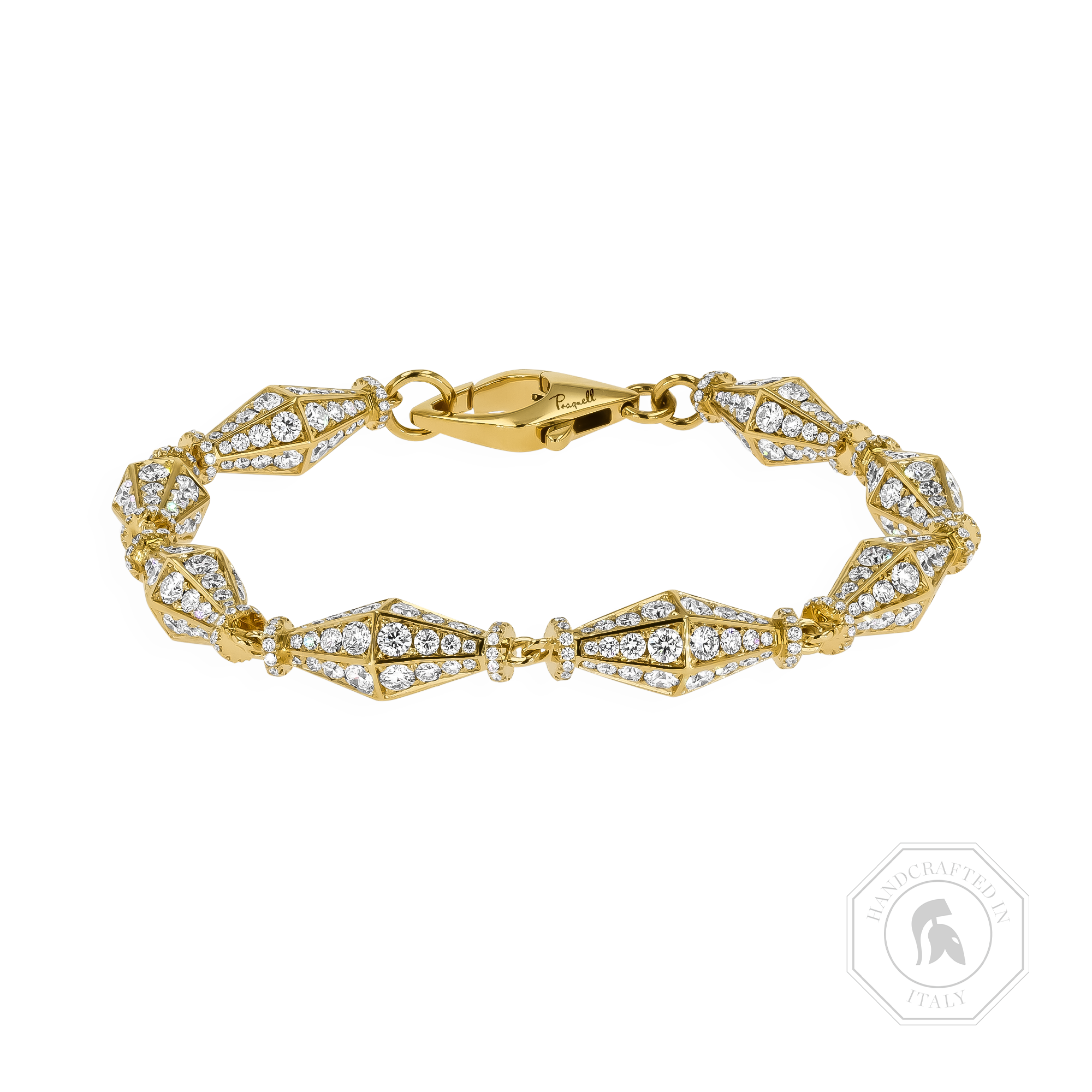 Cleopatra 5.38ct Diamond Gold Faceted Barrel Link Bracelet Brilliant cut, Claw set_1