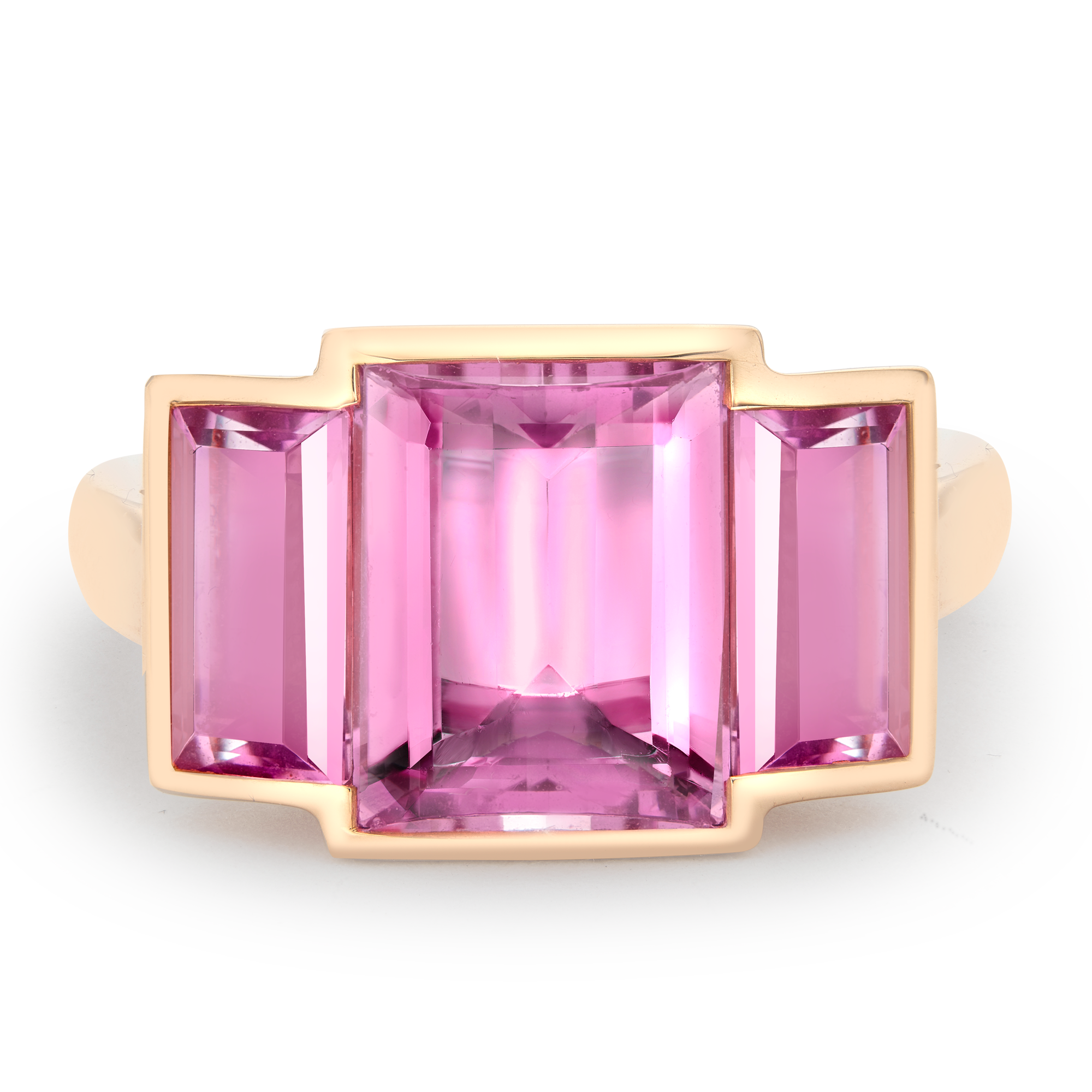 Kingdom Pink Tourmaline Ring Baguette Cut, Rubover Set_2