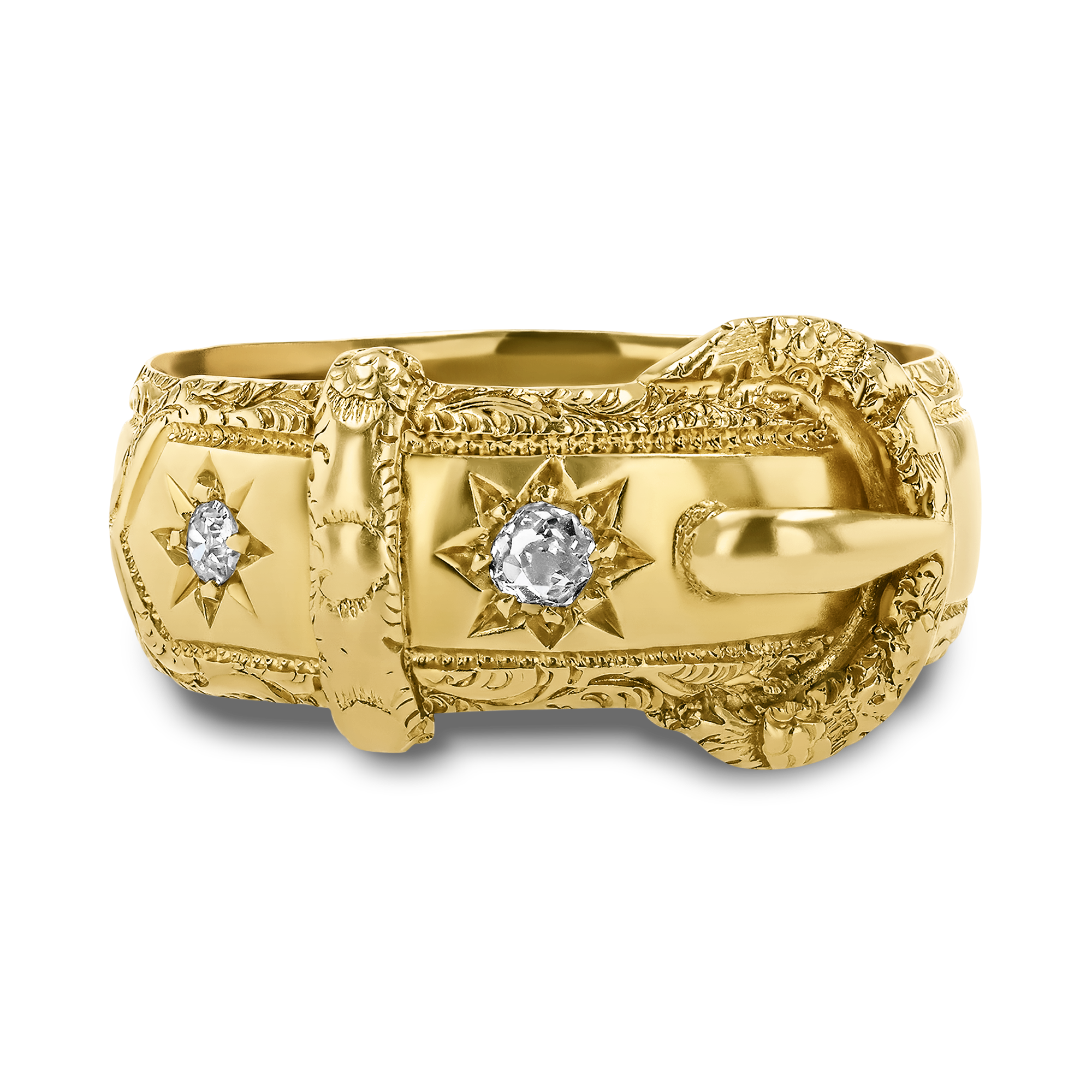 Edwardian Diamond Buckle Ring Old Cut, Claw Set_2