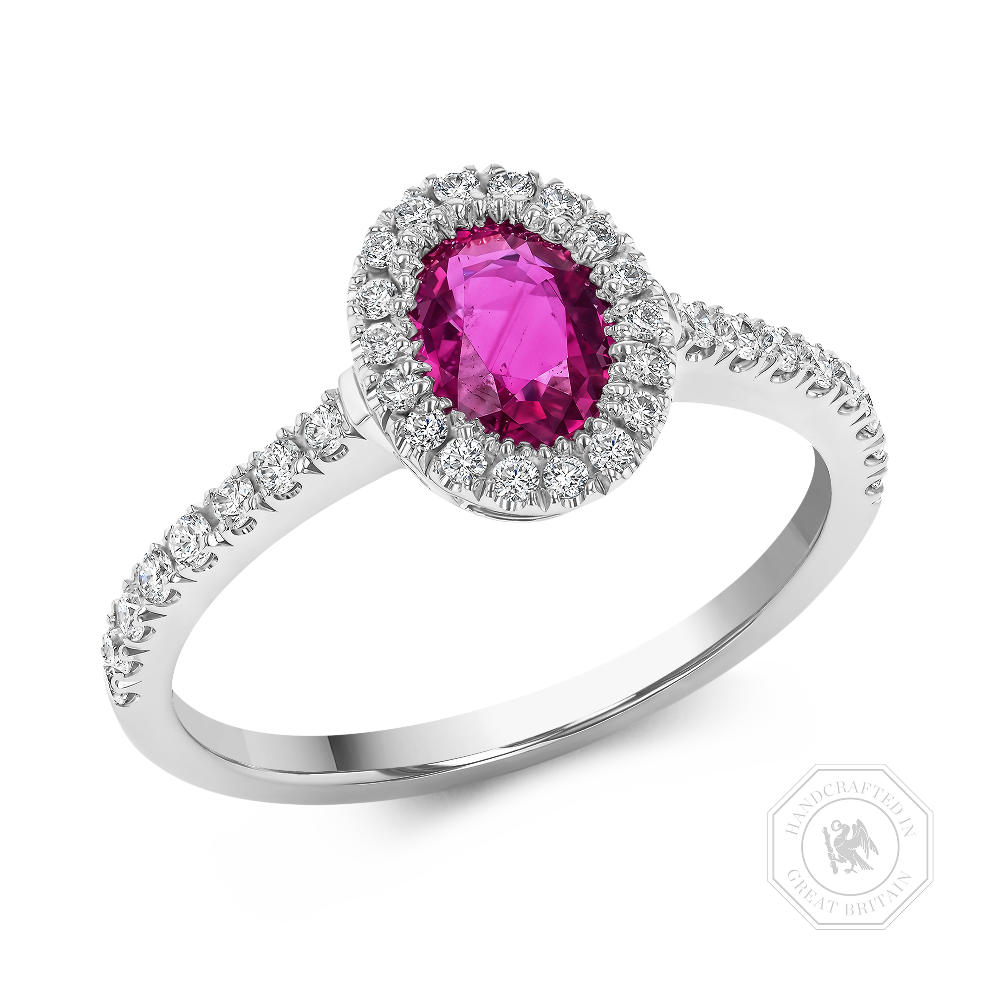 Oval Cut 0.80ct Ruby and Diamond Ring Oval &  Brilliant Cut, Claw Set_1