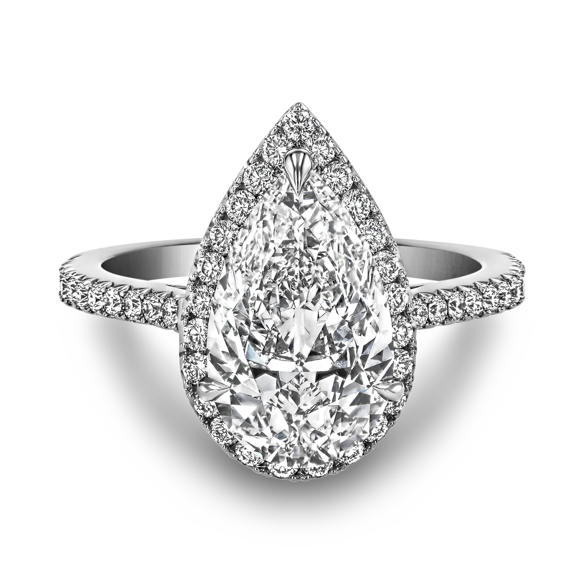 Pearshape 3.02ct Diamond Cluster Ring Pearshape, Claw Set_2