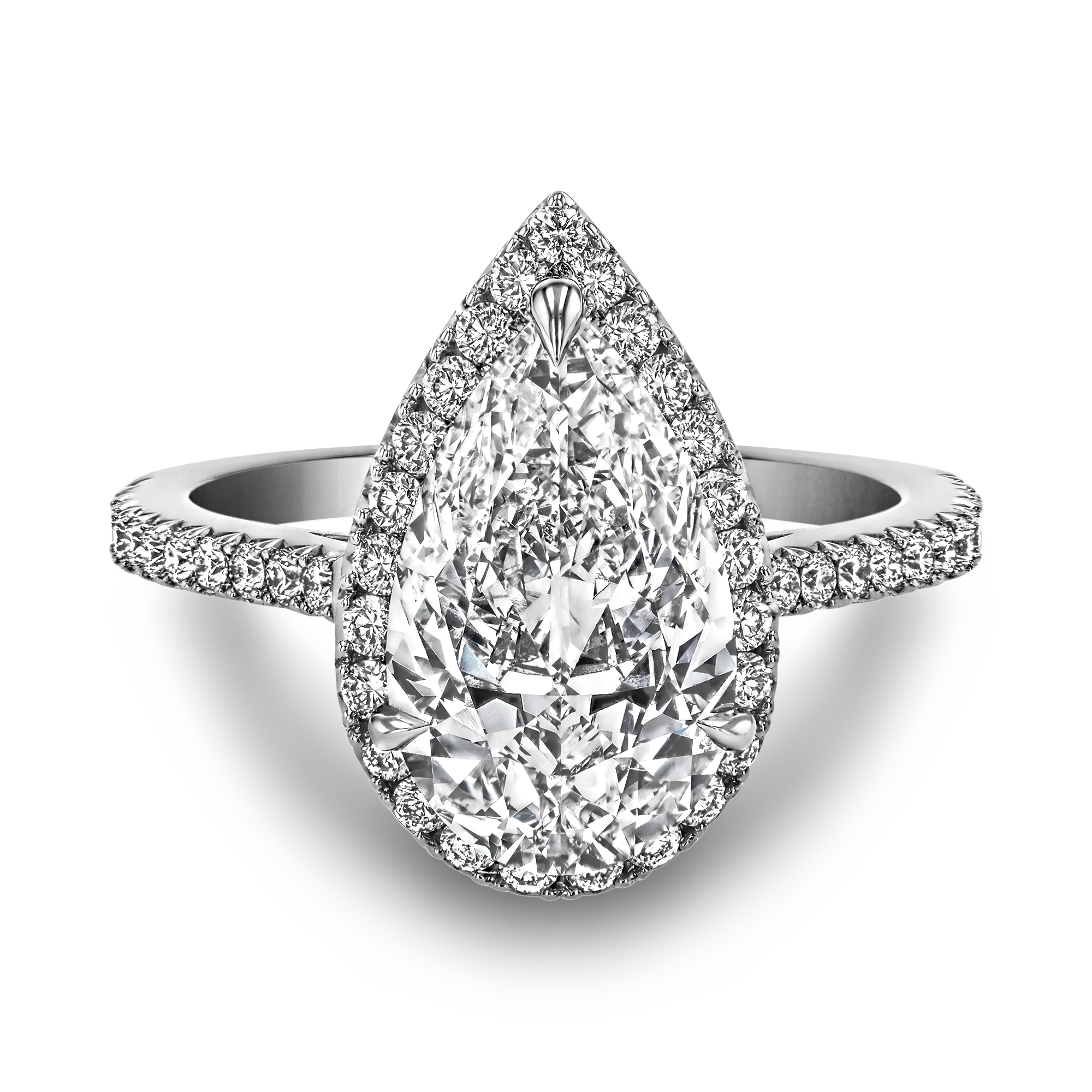 Pearshape 3.02ct Diamond Cluster Ring Pearshape, Claw Set_2