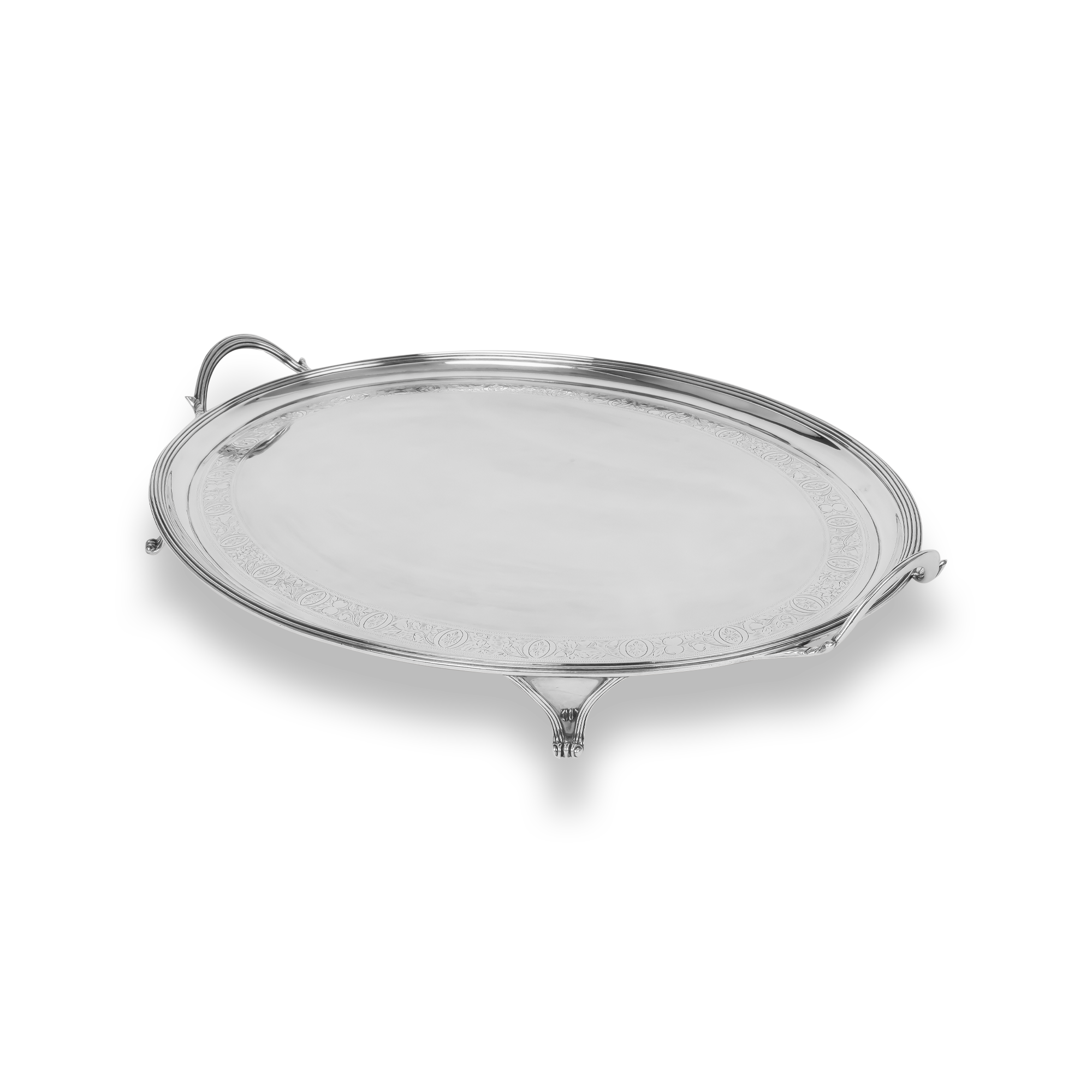 Silver Oval Two Handle Tray Hallmarked London_2