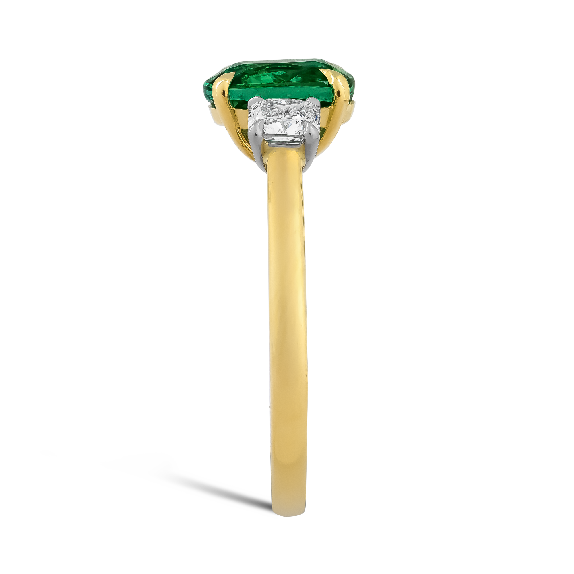 Cushion Cut 2.36ct Zambian Emerald and Diamond Ring Cushion Cut, Claw Set_4