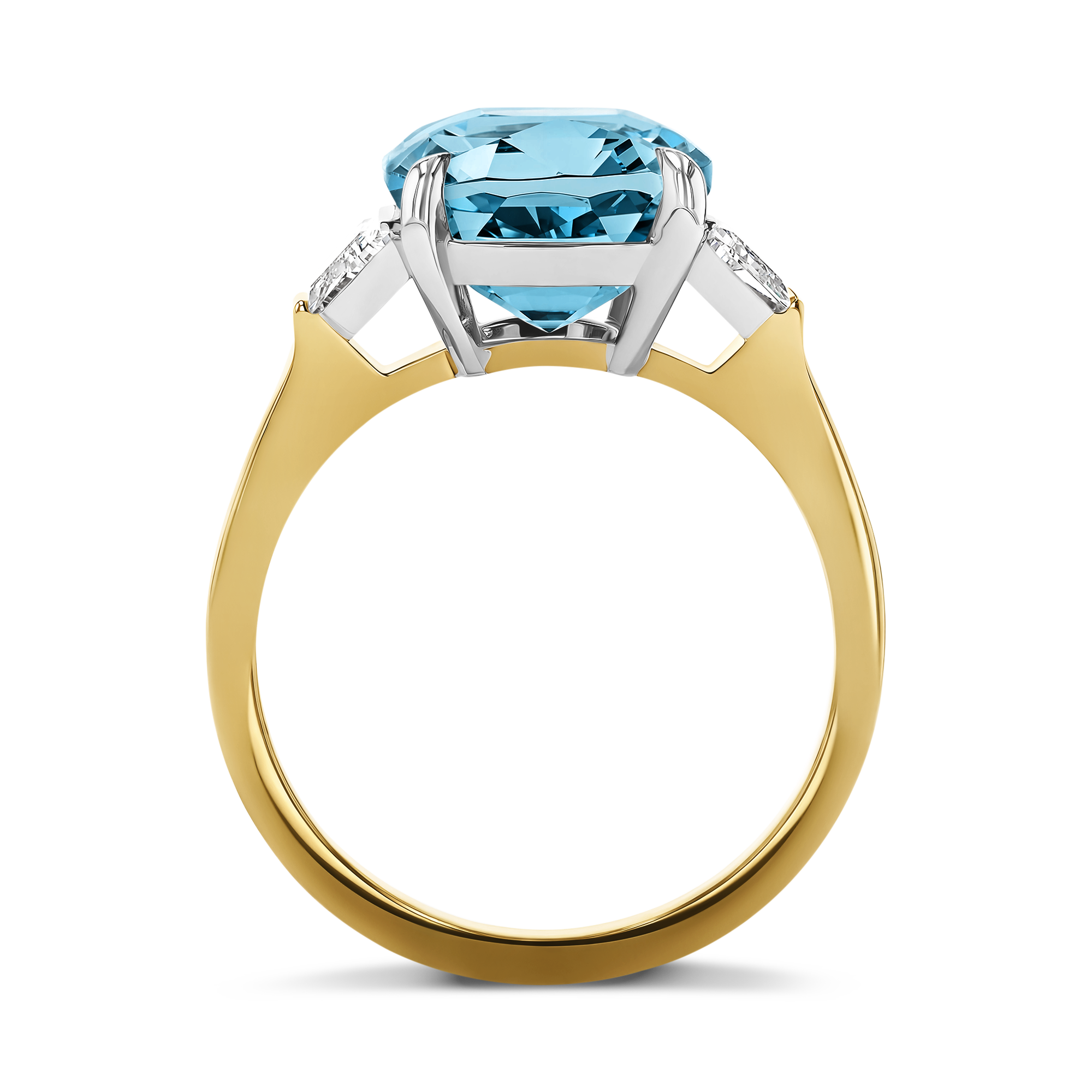 Lukusuzi Aquamarine and Diamond Ring Cushion modern cut, Claw set_3