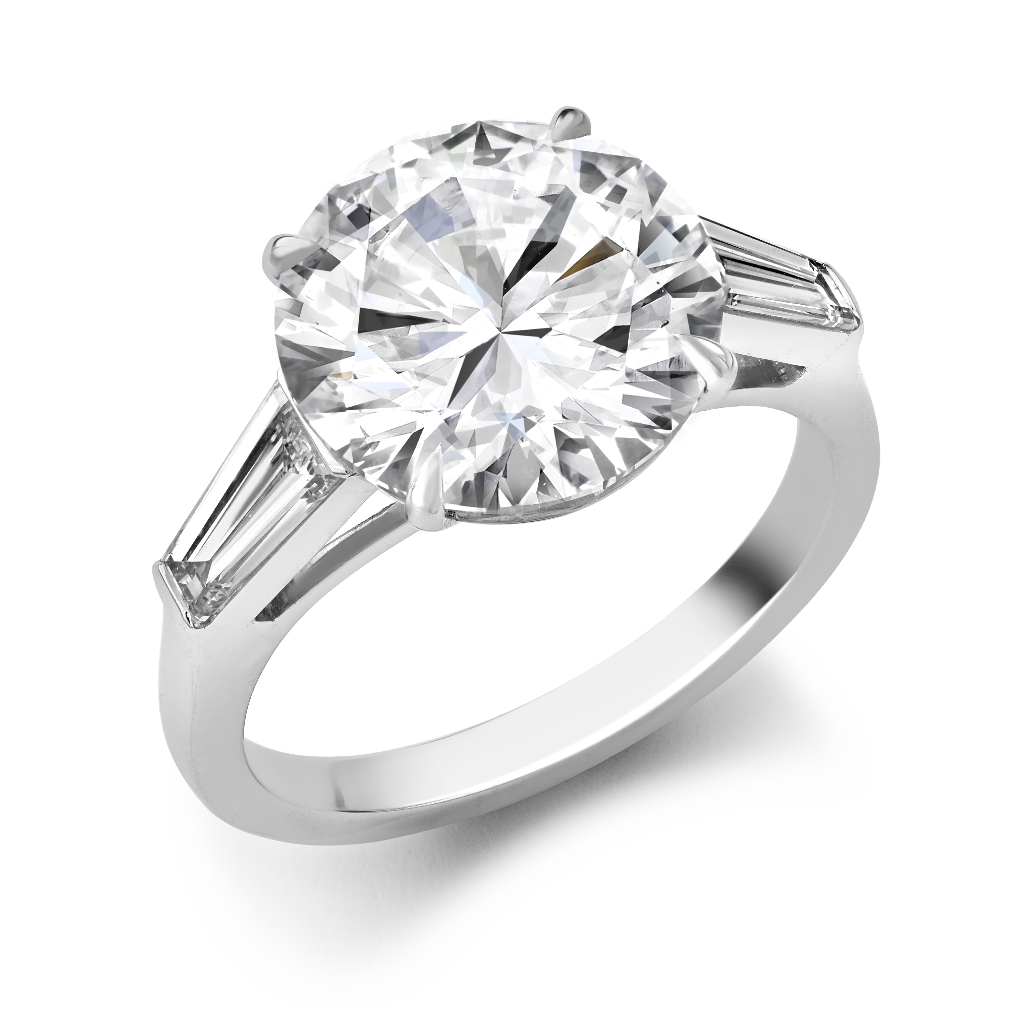 Regency 5.08ct Diamond Solitaire Ring Brilliant & Tapered Baguette Cut, Claw & Channel Set_1