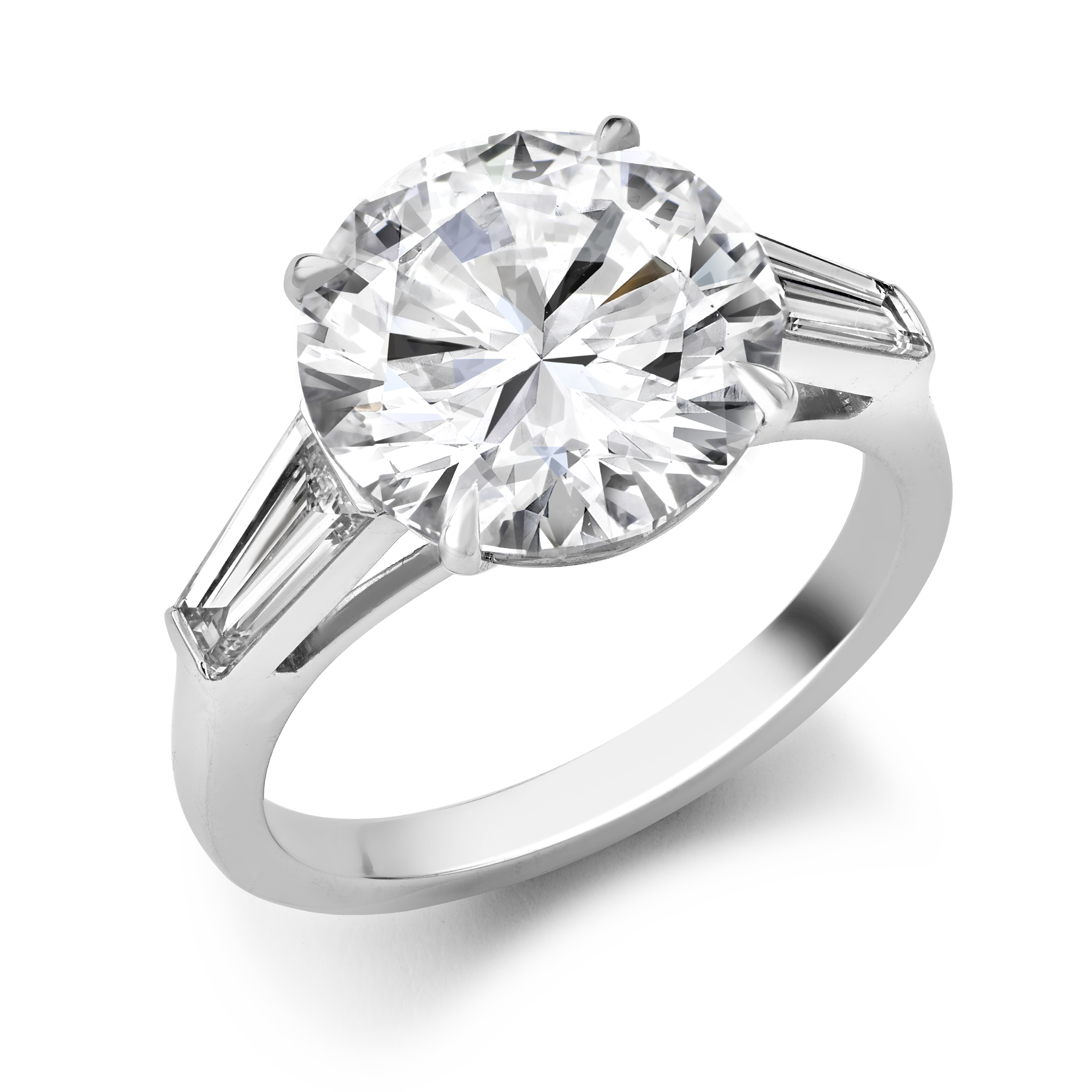 Art Deco Style Brilliant and Tapered Baguette Cut Diamond Solitaire Brilliant & Tapered Baguette Cut, Claw & Channel Set_1