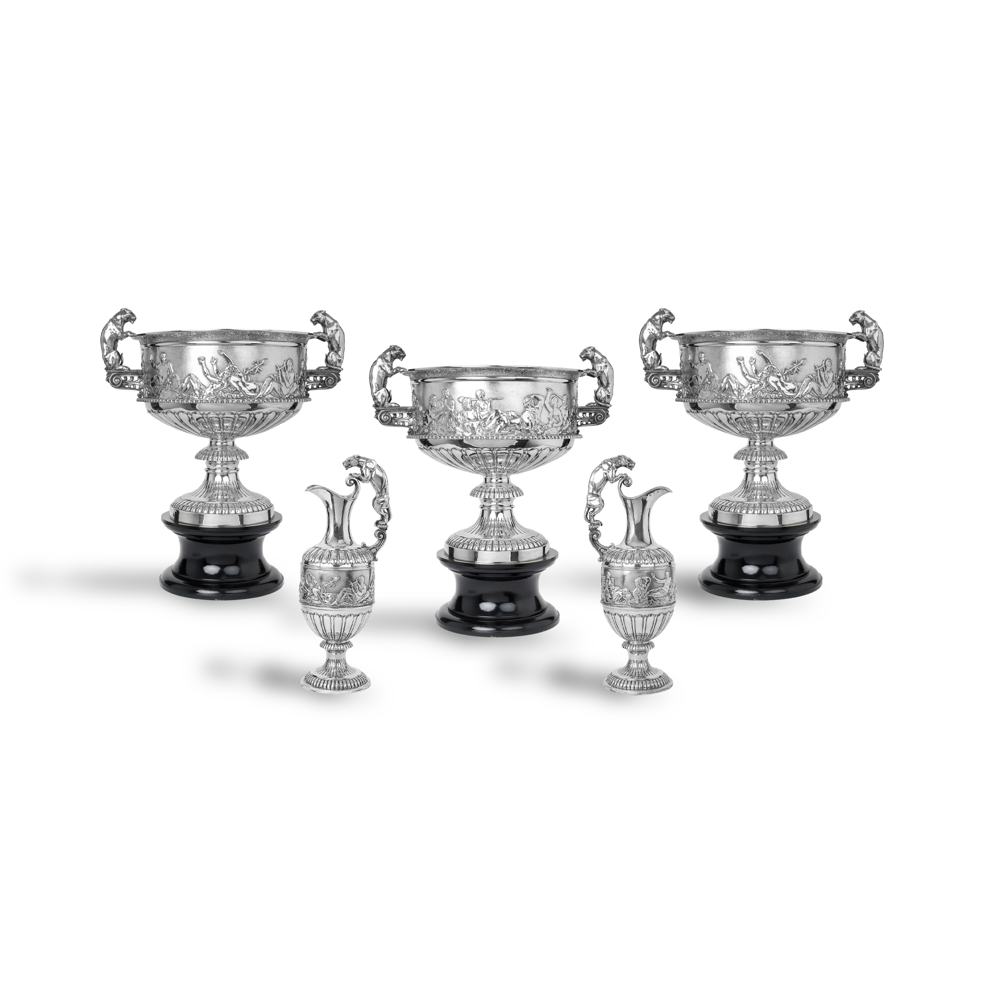 Victorian Silver Five Piece Bowl and Jug Suite Hallmarked Birmingham_1