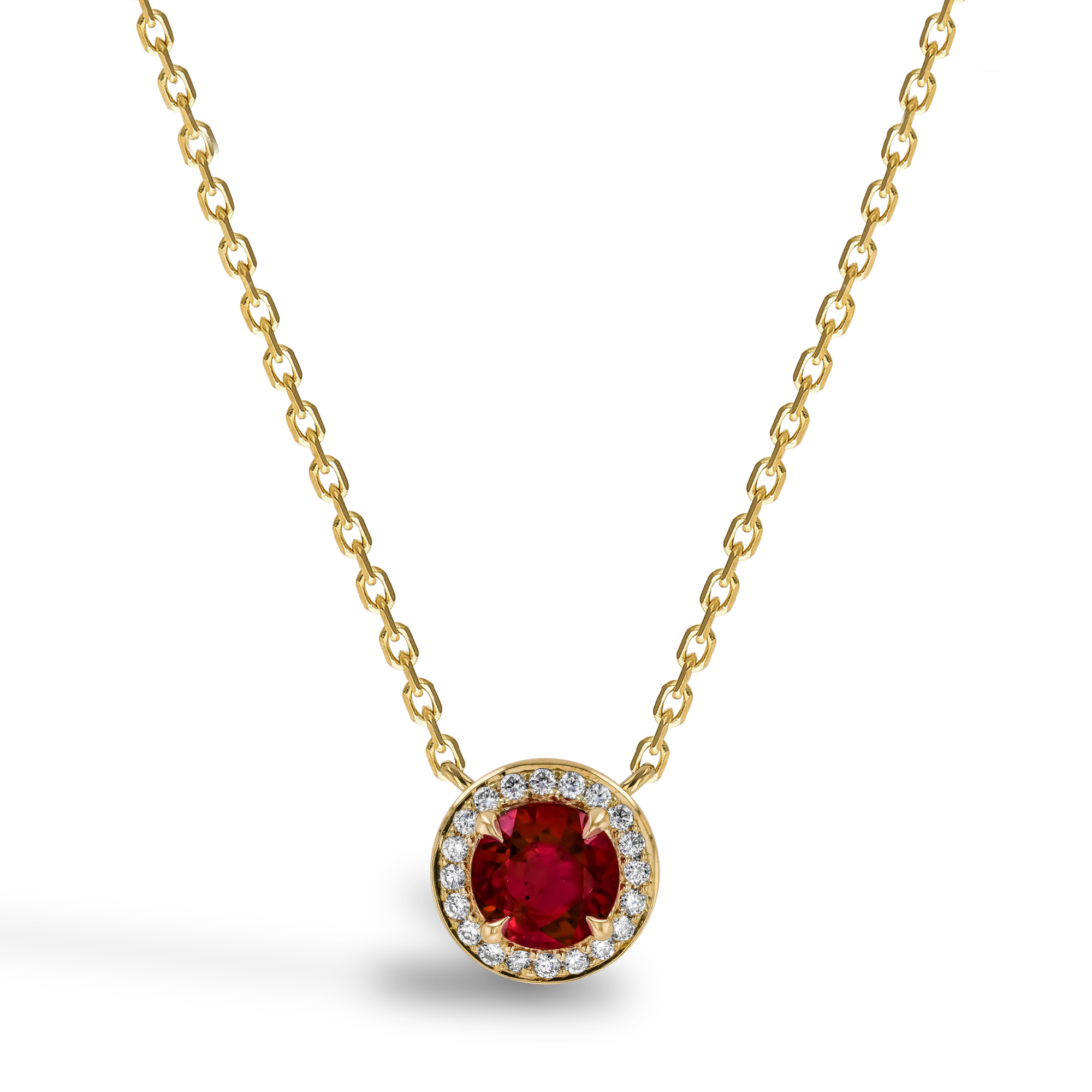 Brilliant Cut 1.25ct Ruby and Diamond Pendant Brilliant cut, Claw set_1