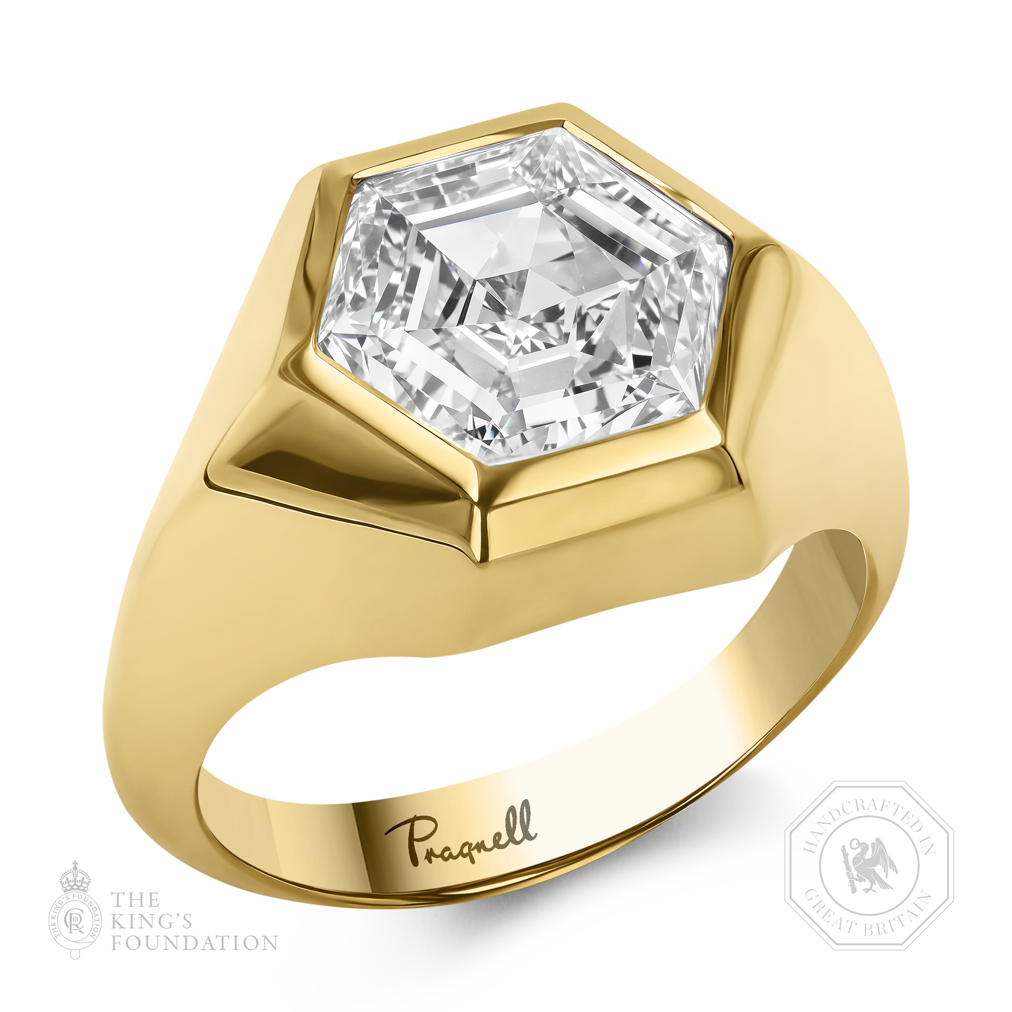 Masterpiece Honeycomb 3.75ct Diamond Ring Hexagonal Cut, Rubover Set_1