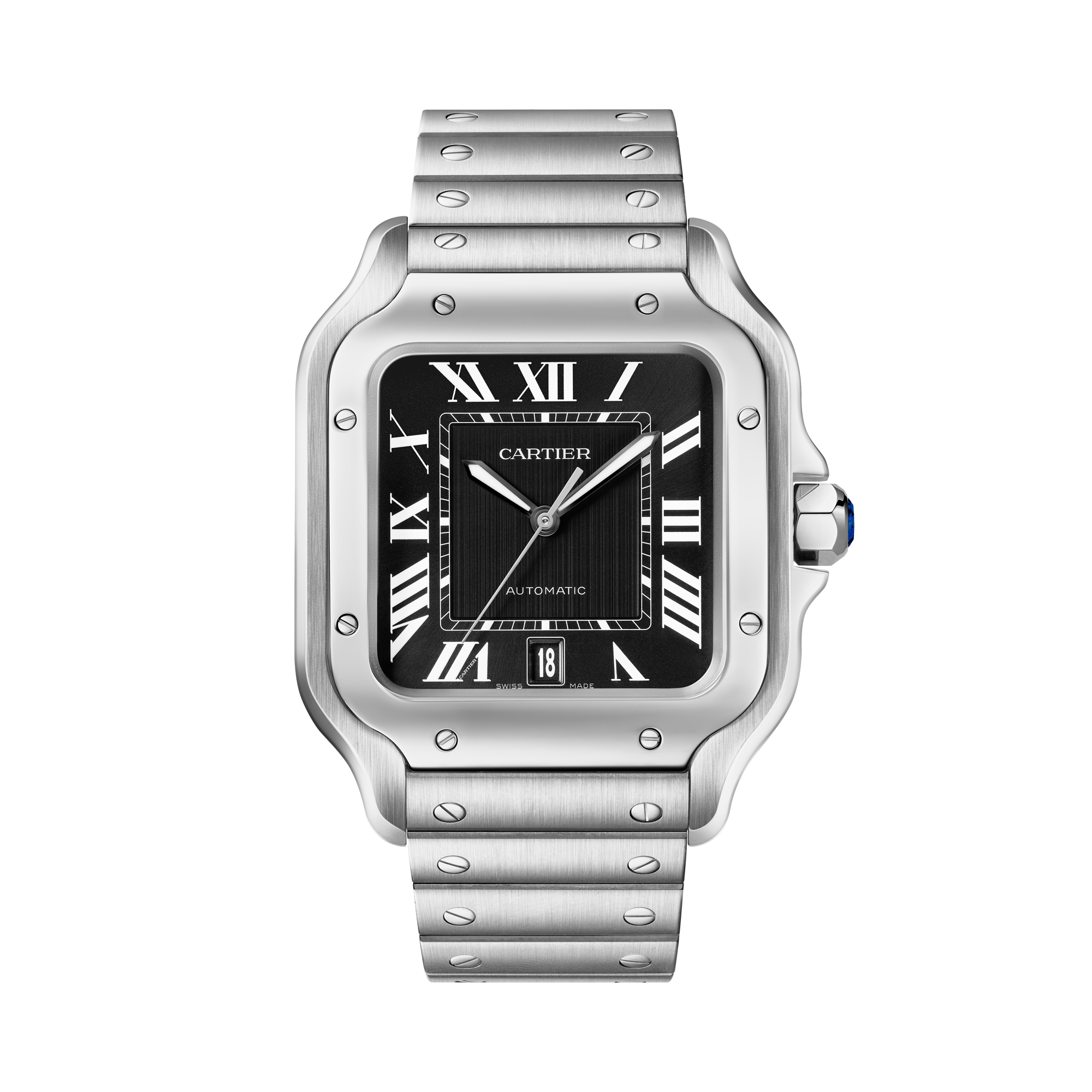 Cartier Santos de Cartier 39.8mm, Black Dial, Roman Numerals_1