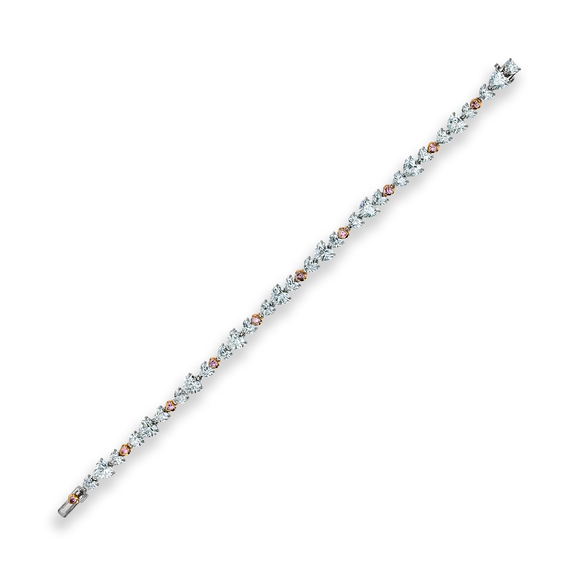 Masterpiece 13.76ct Heartshape Diamond Line Bracelet Heartshape, Claw set_2