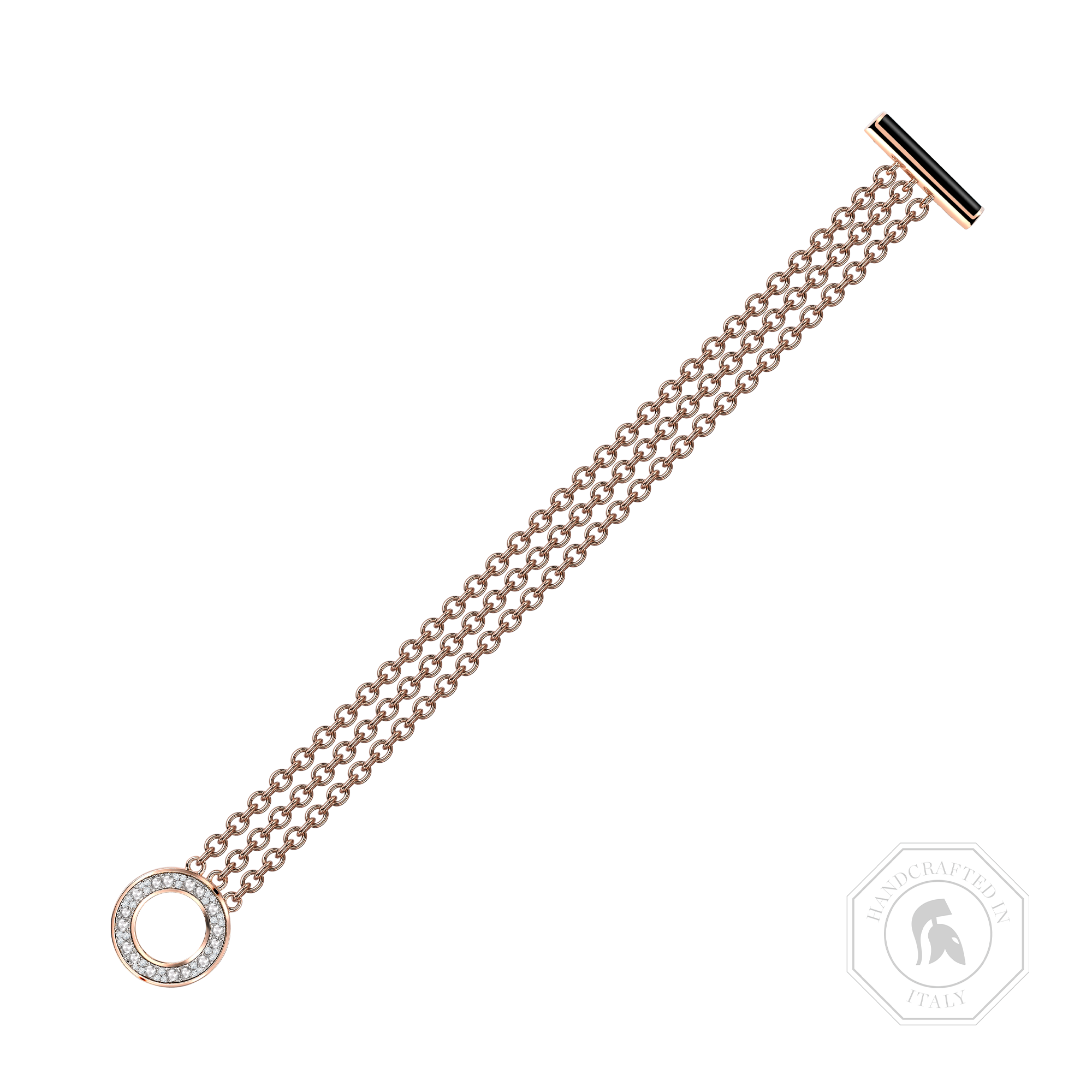 Onyx and Brilliant Cut Diamond Chain Bracelet Brilliant Cut, Páve Set_1