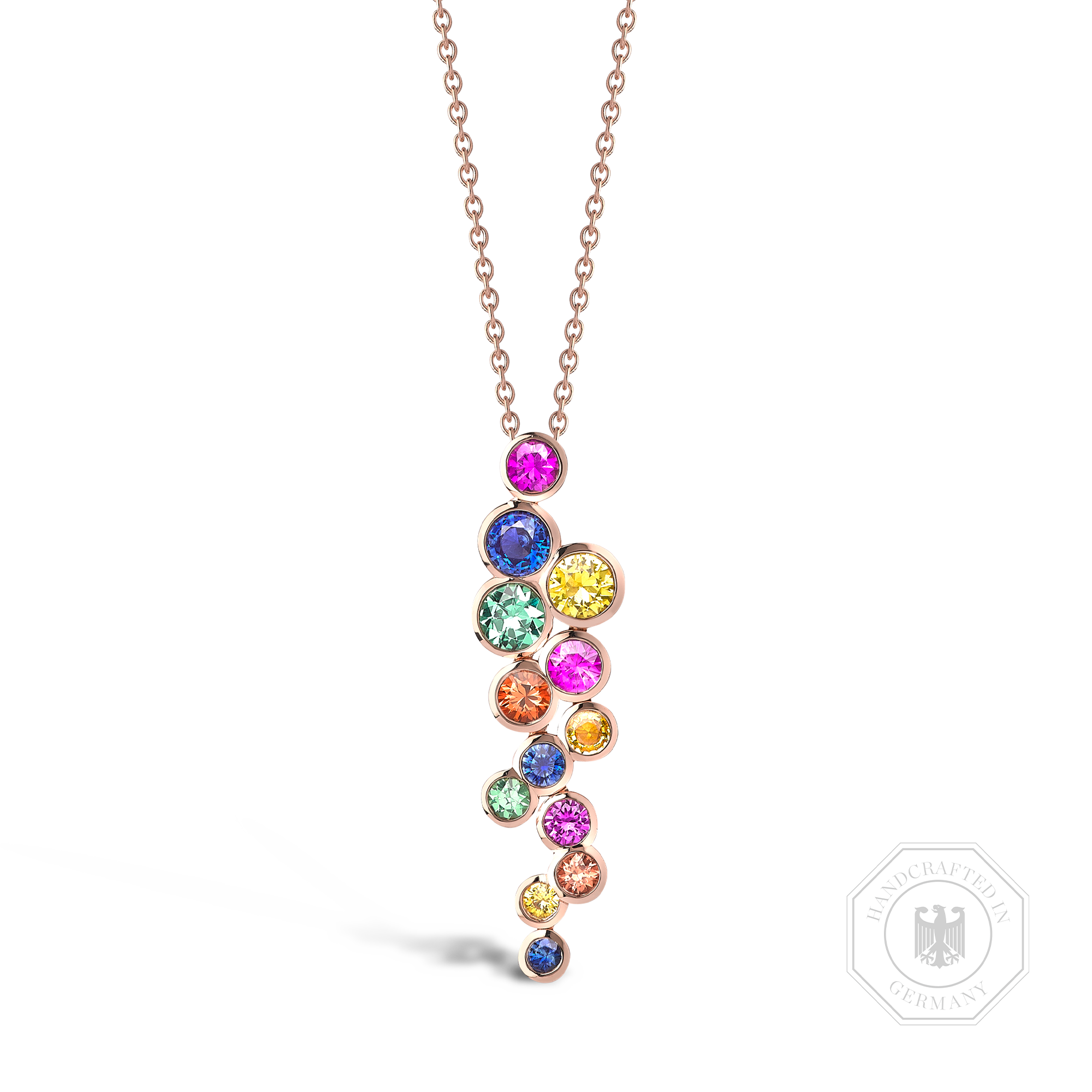 Bubbles Multi-Coloured Sapphire Drop Pendant Brilliant Cut, Rubover Set_1