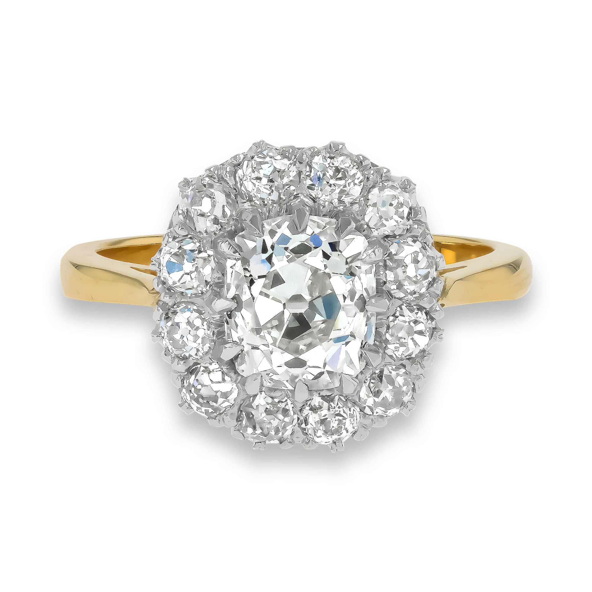 Coronet Old Cut 1.585ct Diamond Cluster Ring Old Cut, Claw Set_2