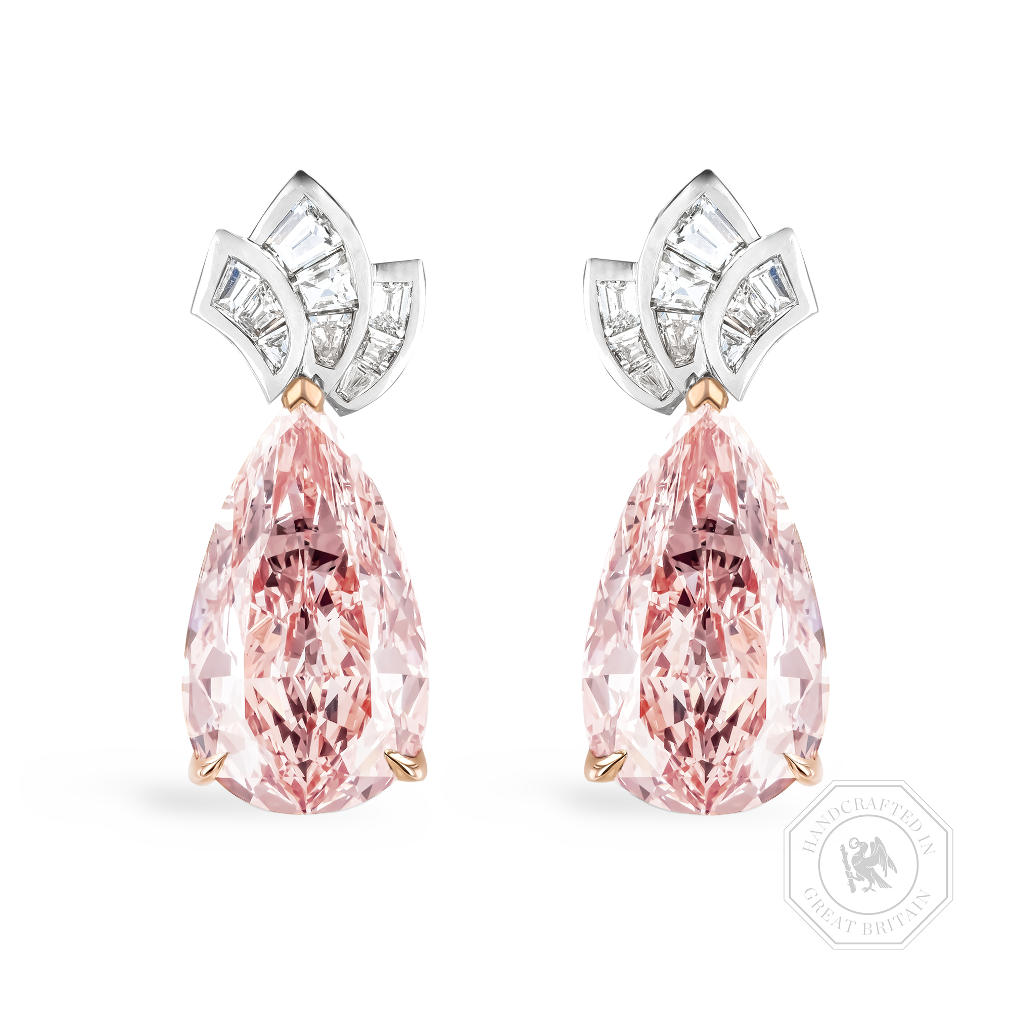 Masterpiece Manhattan 11.07ct Pink Diamond Drop Earrings Pear Shape, Claw Set_1