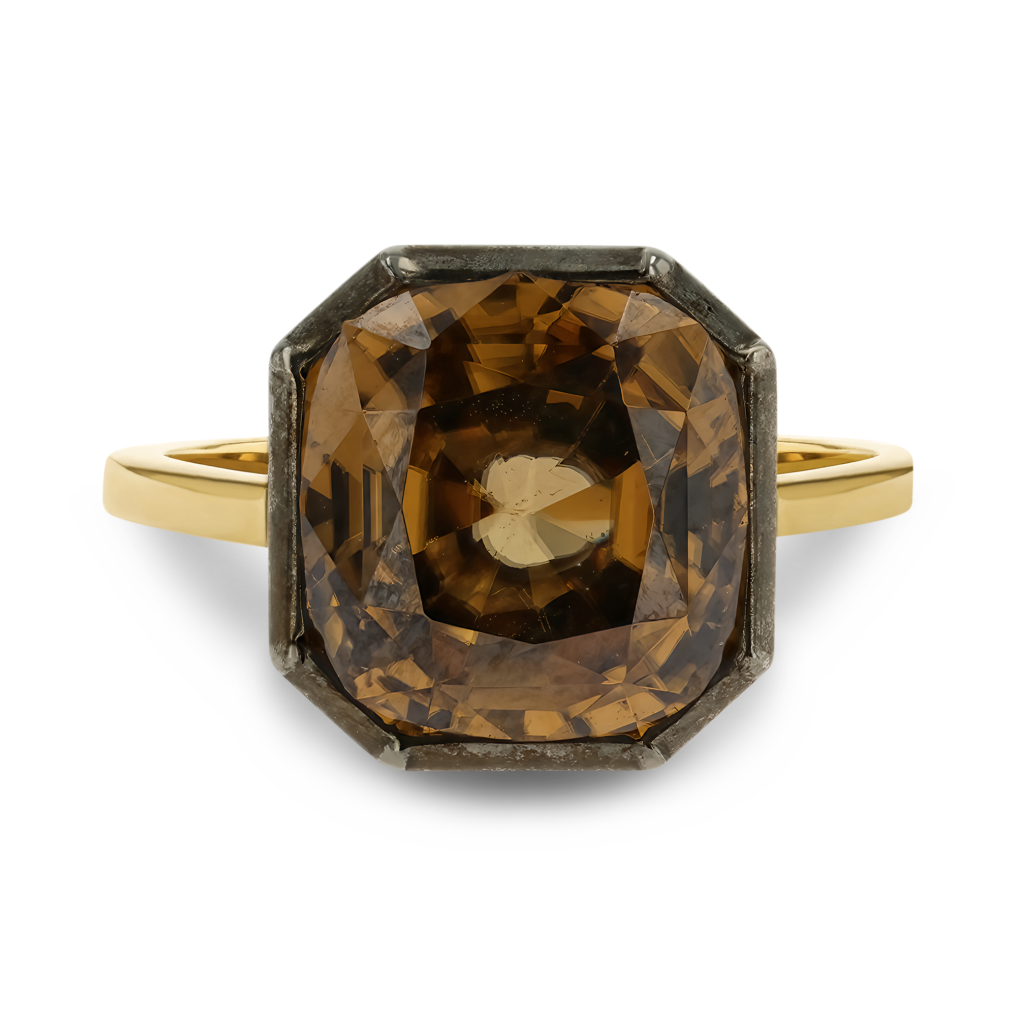 Cushion Cut Brown Zircon Ring Cushion Cut, Cut down Claw set_2