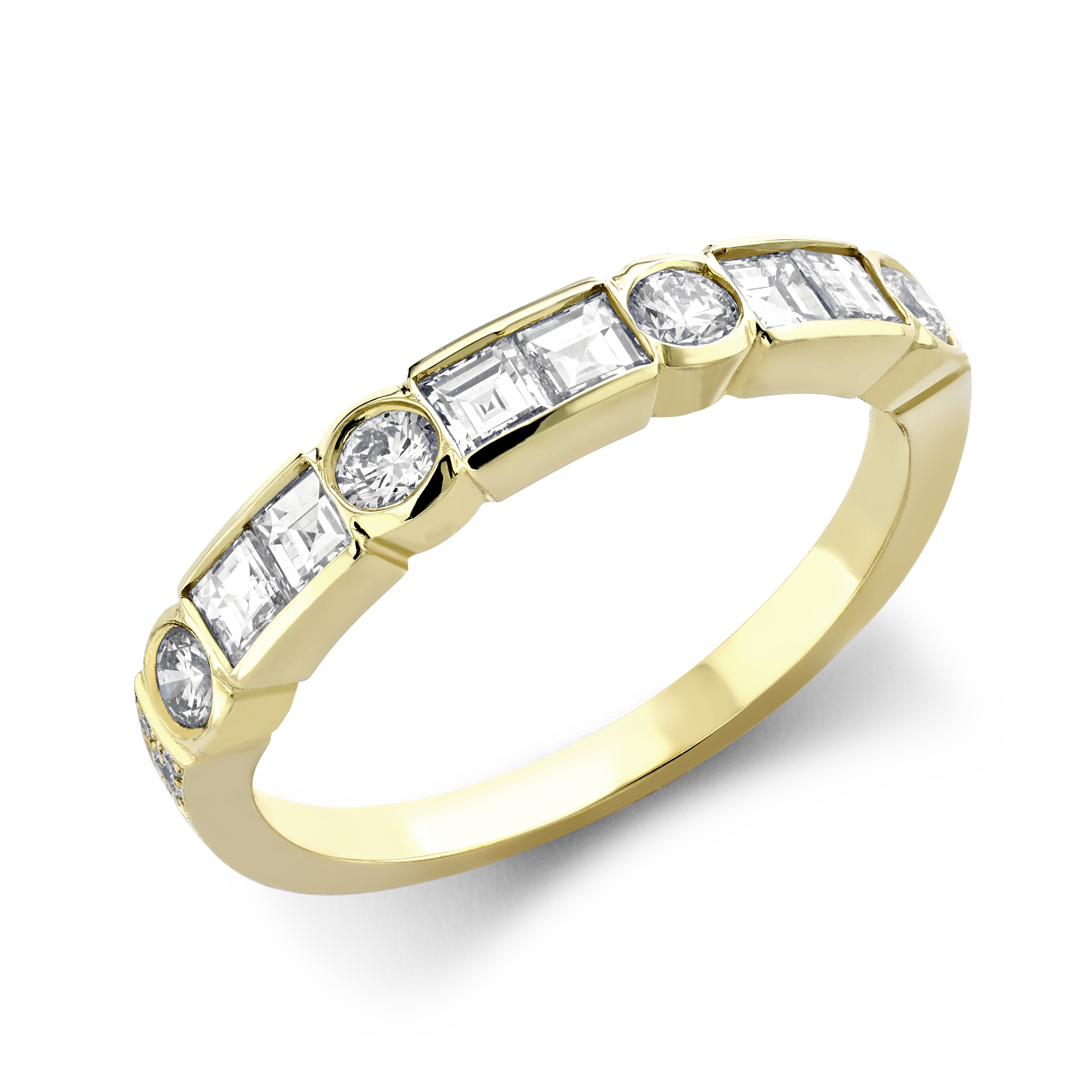 Antrobus 0.82ct Diamond Half Eternity Ring Brilliant & Carré Cut, Rubover Set_1
