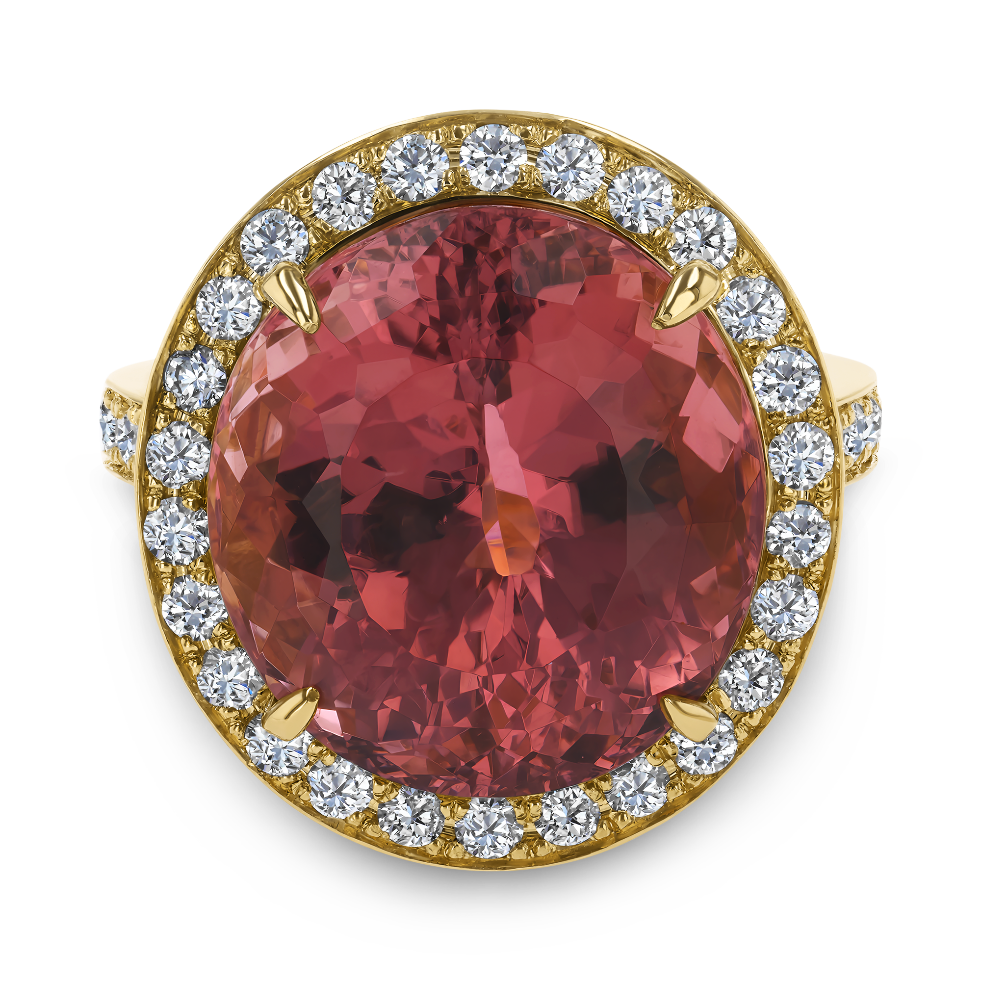 Cushion Cut 12.86ct Pink Tourmaline and Diamond Ring Cushion Cut, Claw Set_2