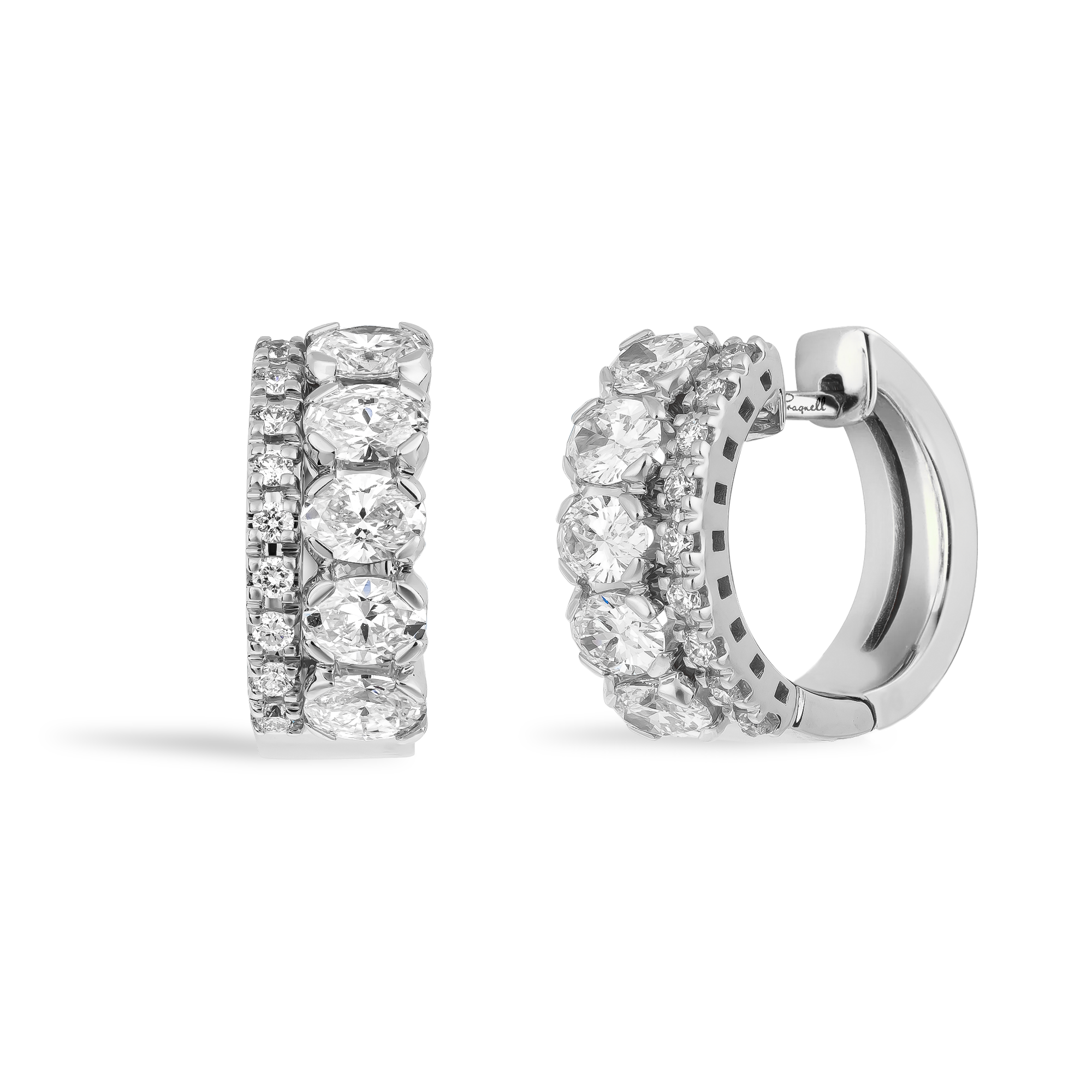 Oval Cut 1.69ct Diamond Hoop Earrings Oval Cut, Claw Set_1