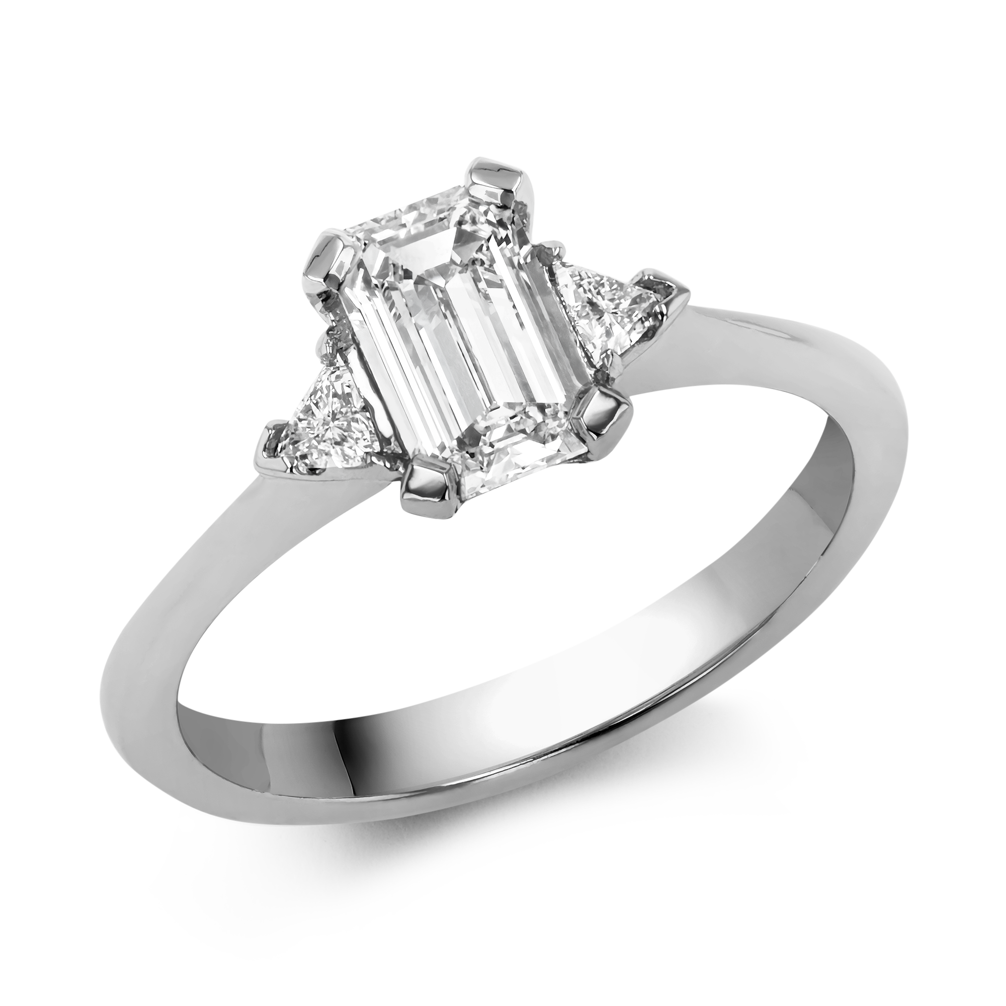 Emerald and Trillion Cut Diamond Ring Emerald & Trillion Cut, Claw Set_1
