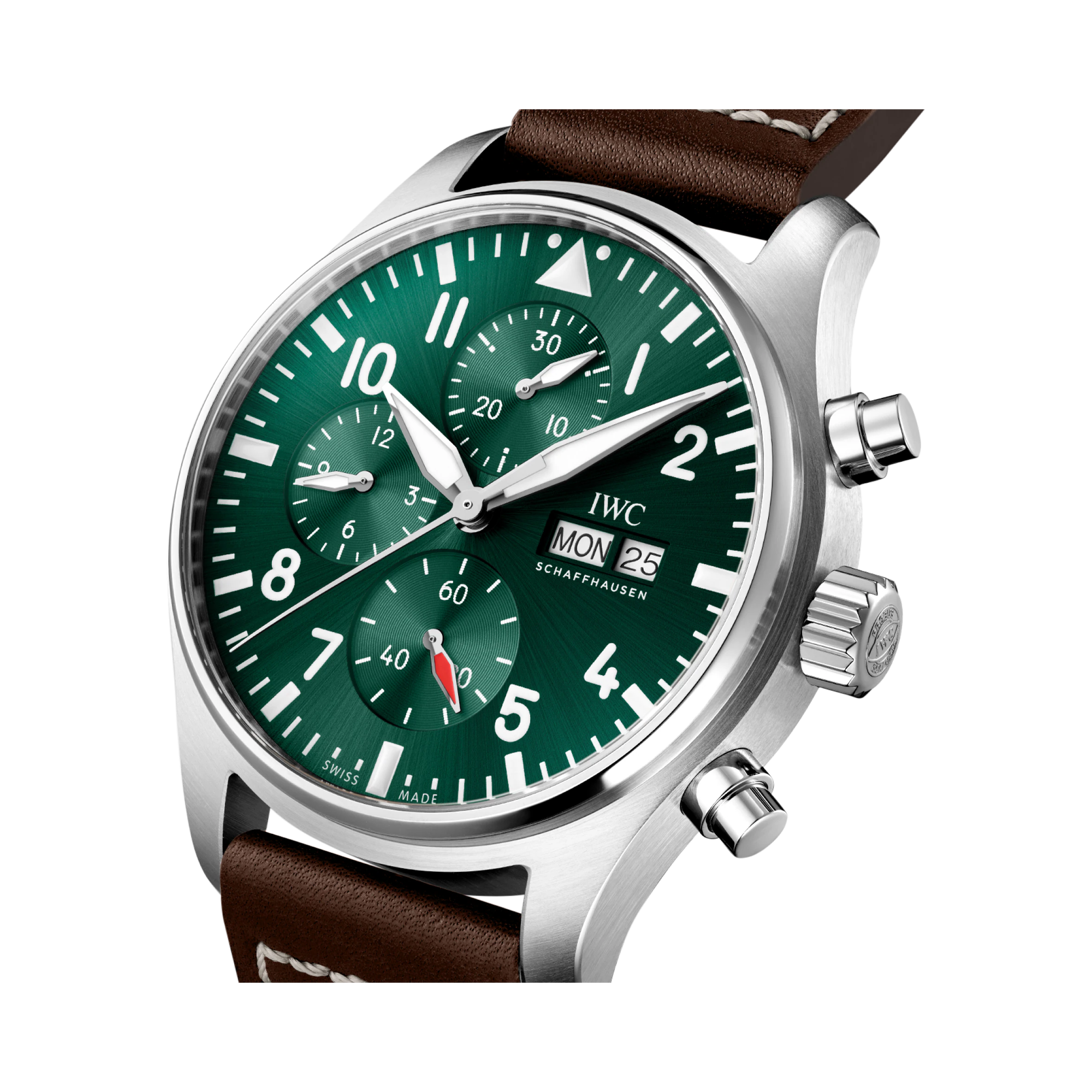 IWC Pilot Chronograph 43mm, Green Dial, Arabic Numerals_3